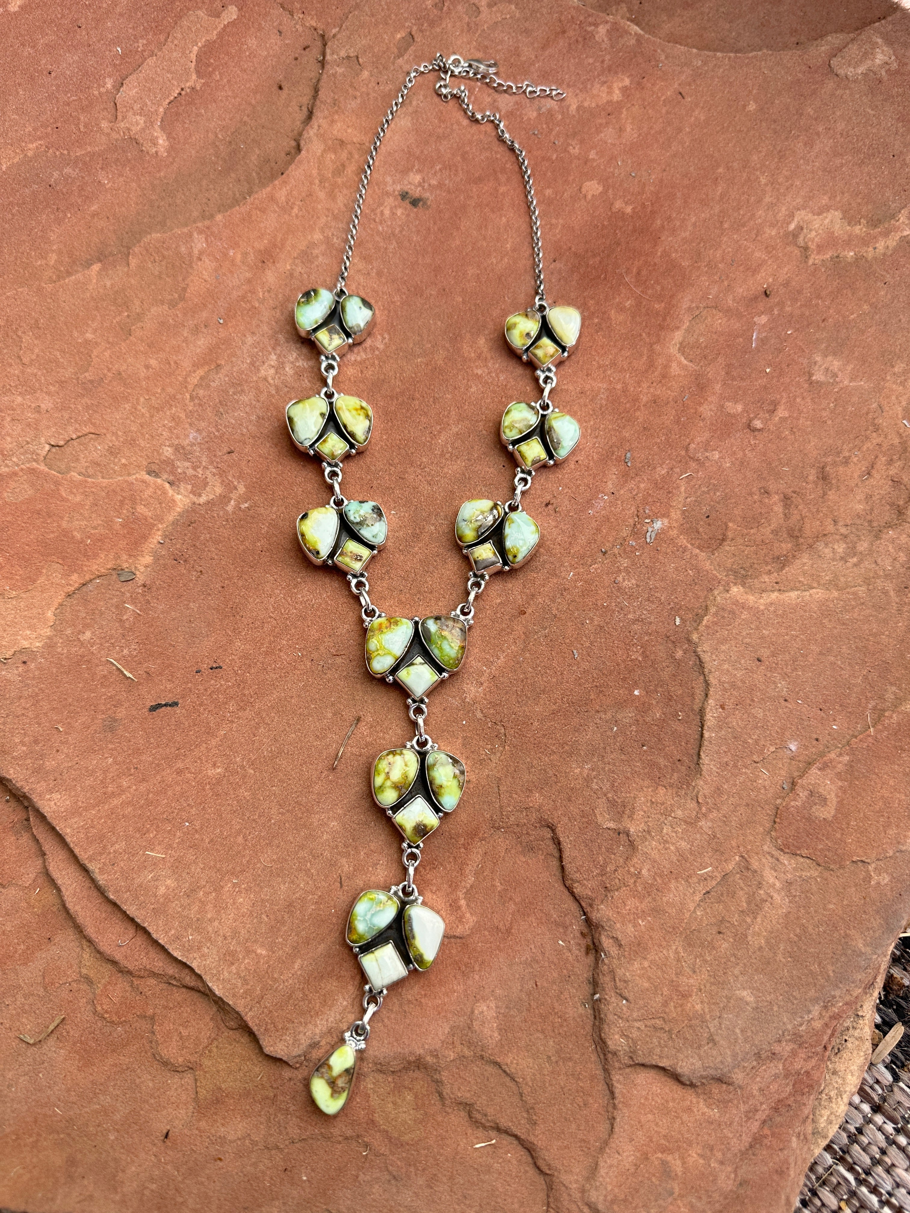 Beautiful Handmade Sterling Silver & Palomino Lariat Necklace