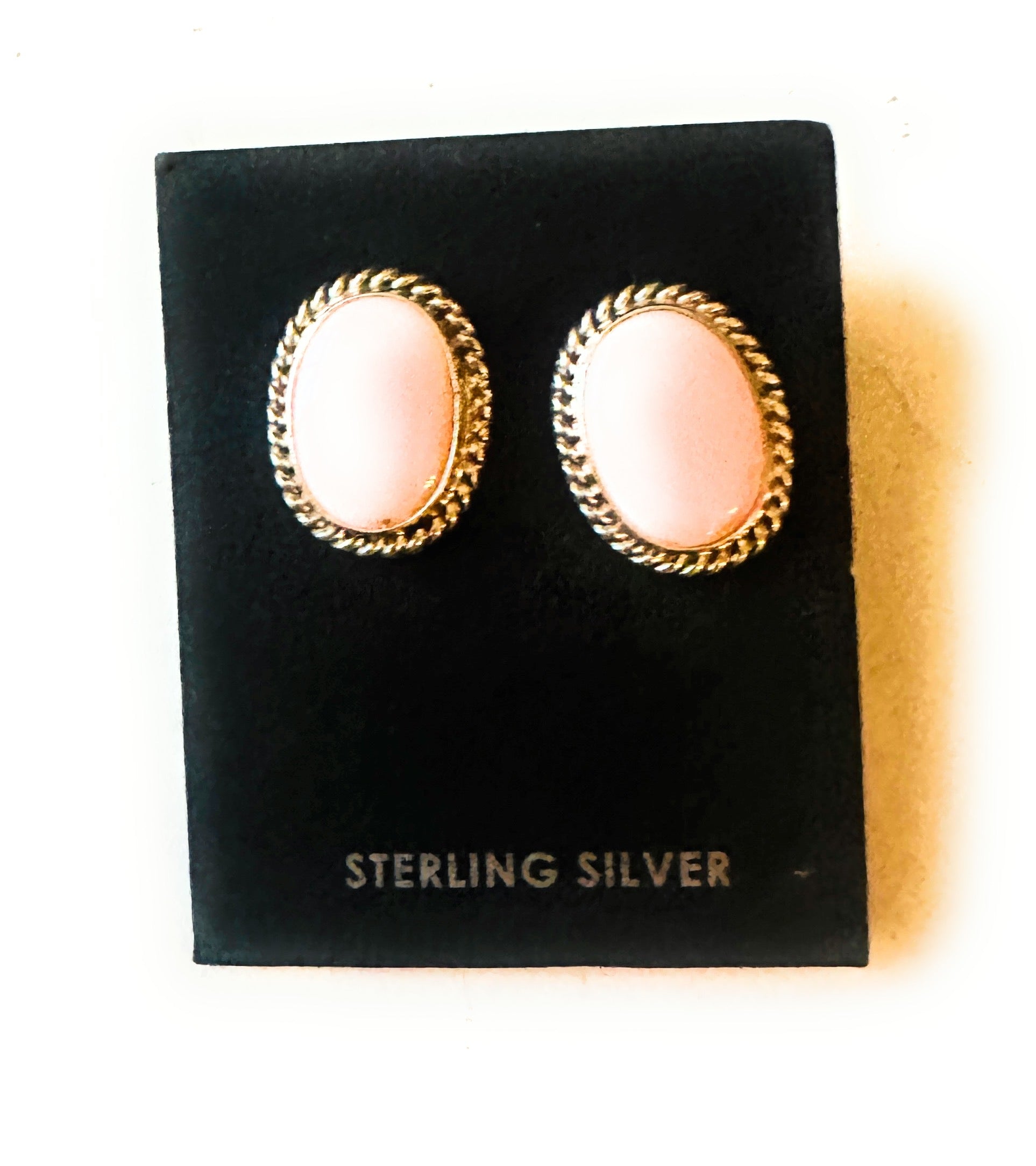 Navajo Sterling Silver & Queen Pink Conch Stud Earrings