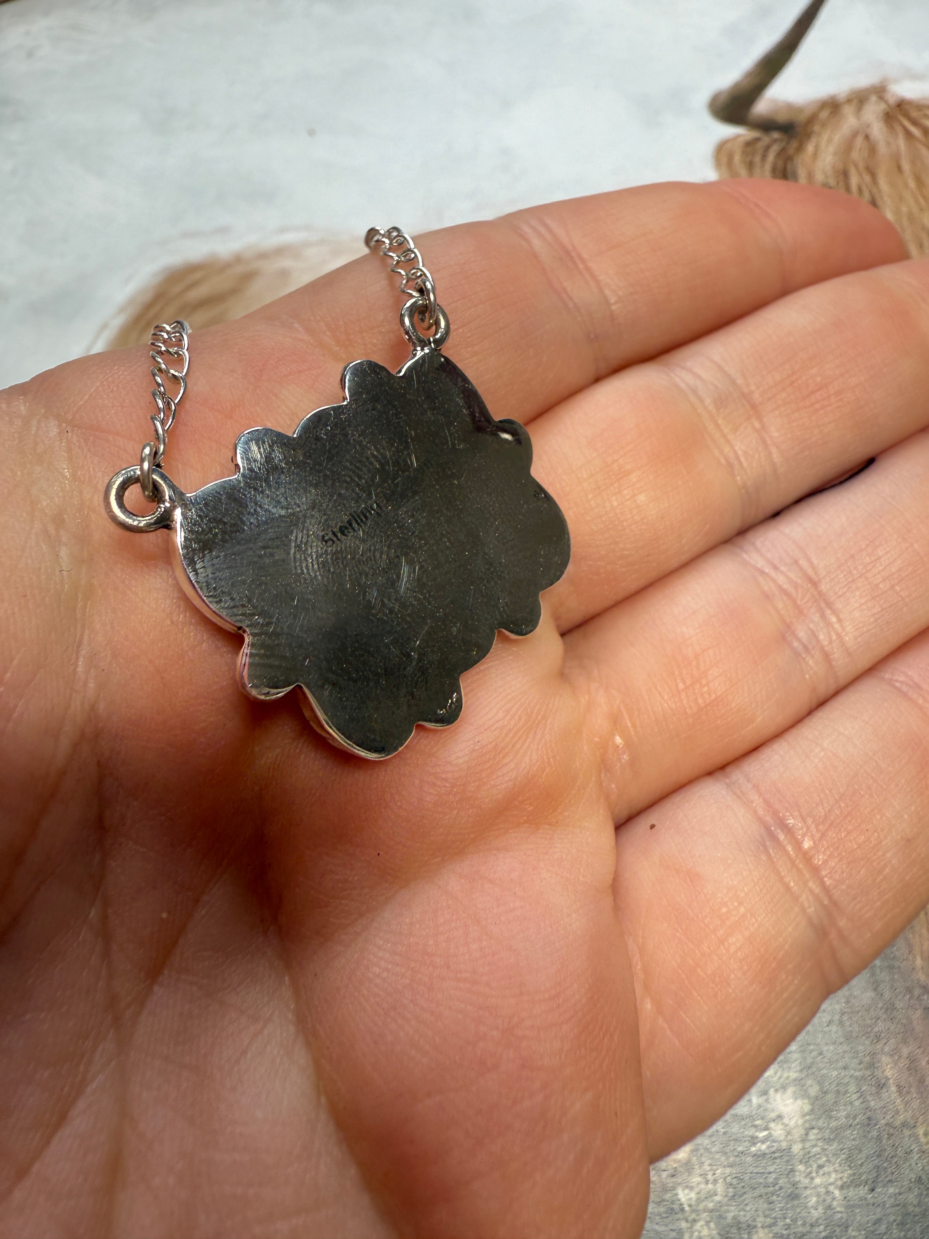 Handmade Sterling Silver, Sonoran Mountain, Palomino, Golden Hills Turquoise Cluster Bar Necklace