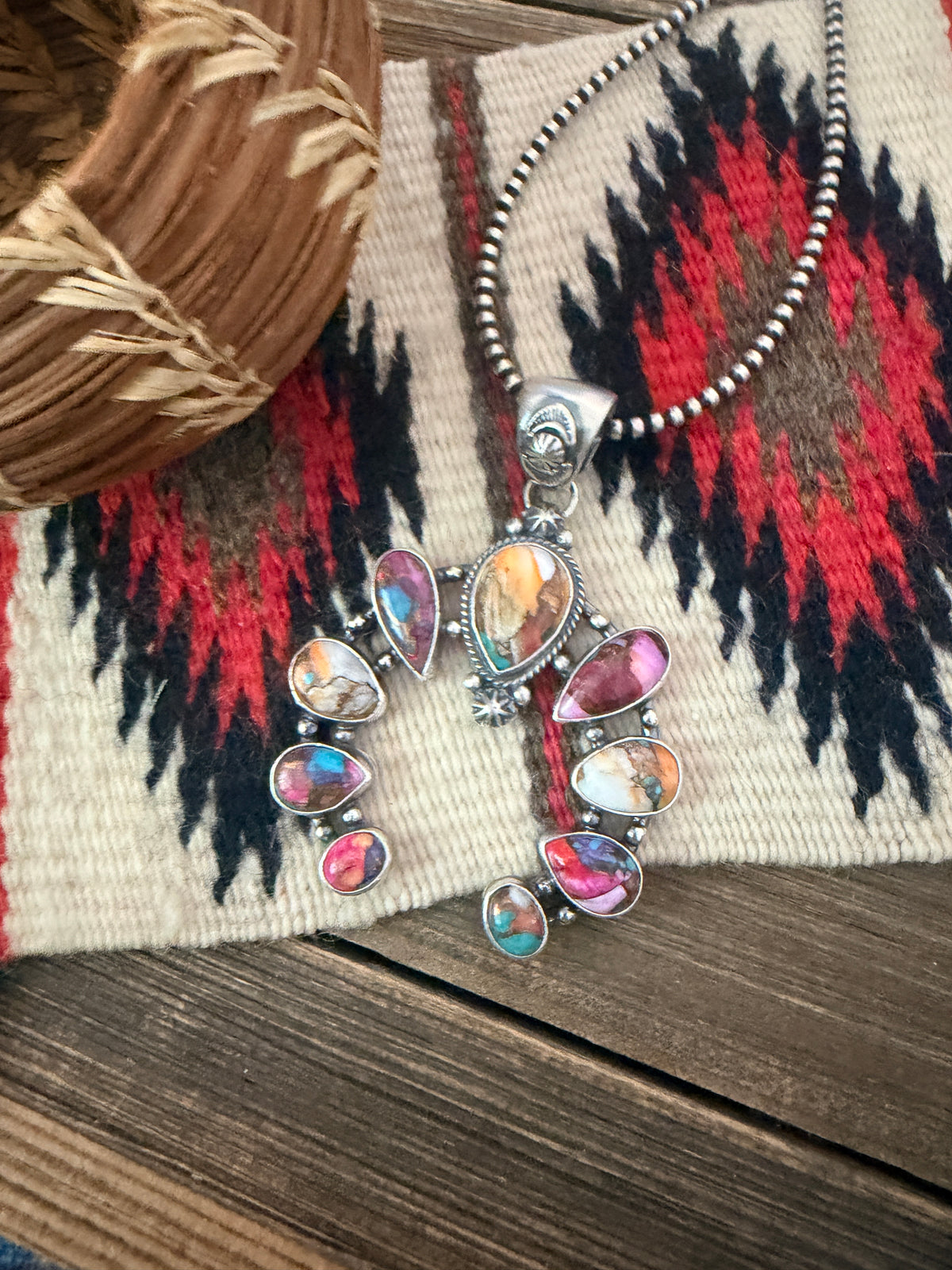 Handcrafted Sterling Silver & Multi Stone Naja Pendant by Joe Begay