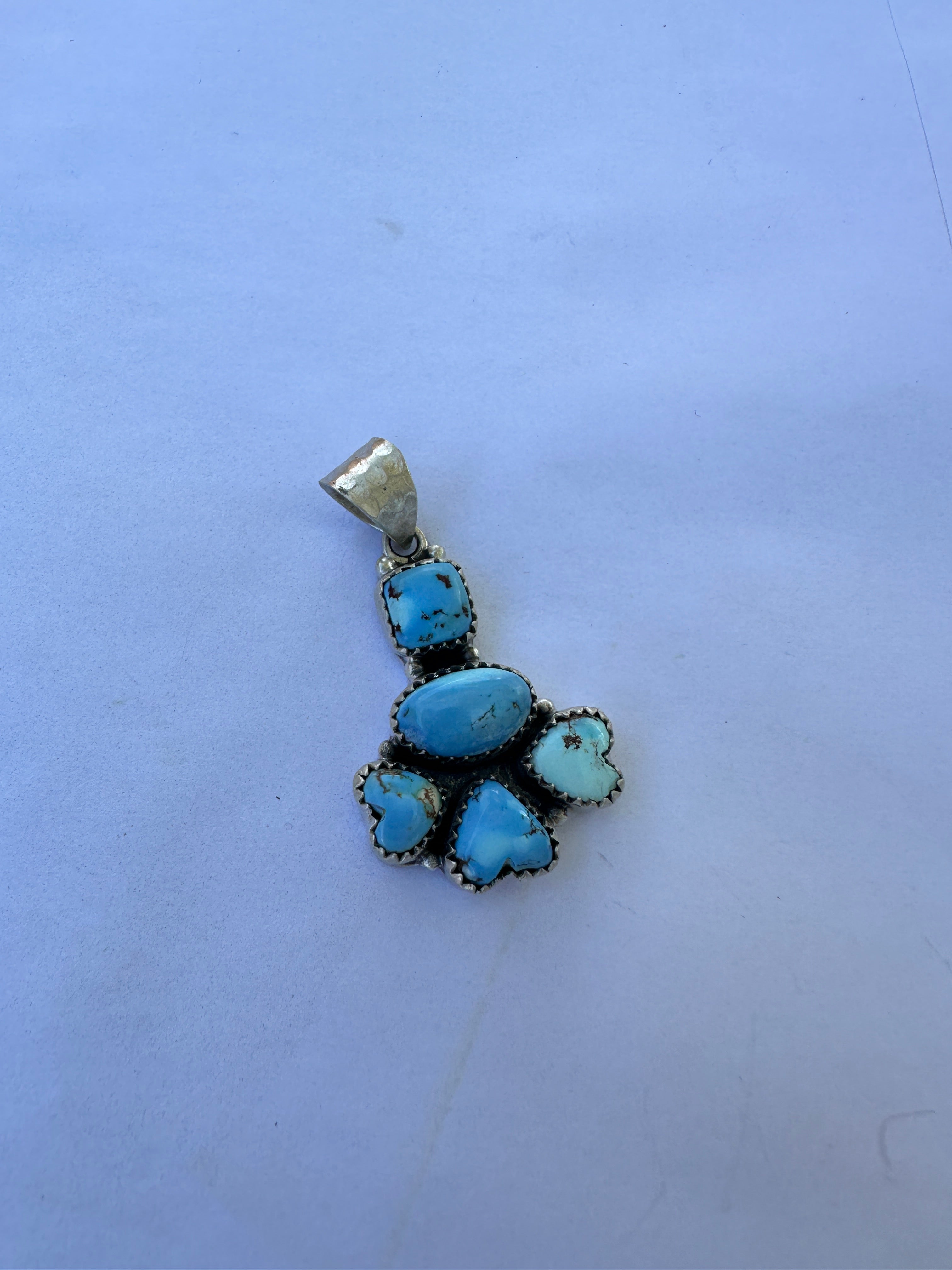 Handmade Golden Hills Turquoise & Sterling Silver Heart Pendant