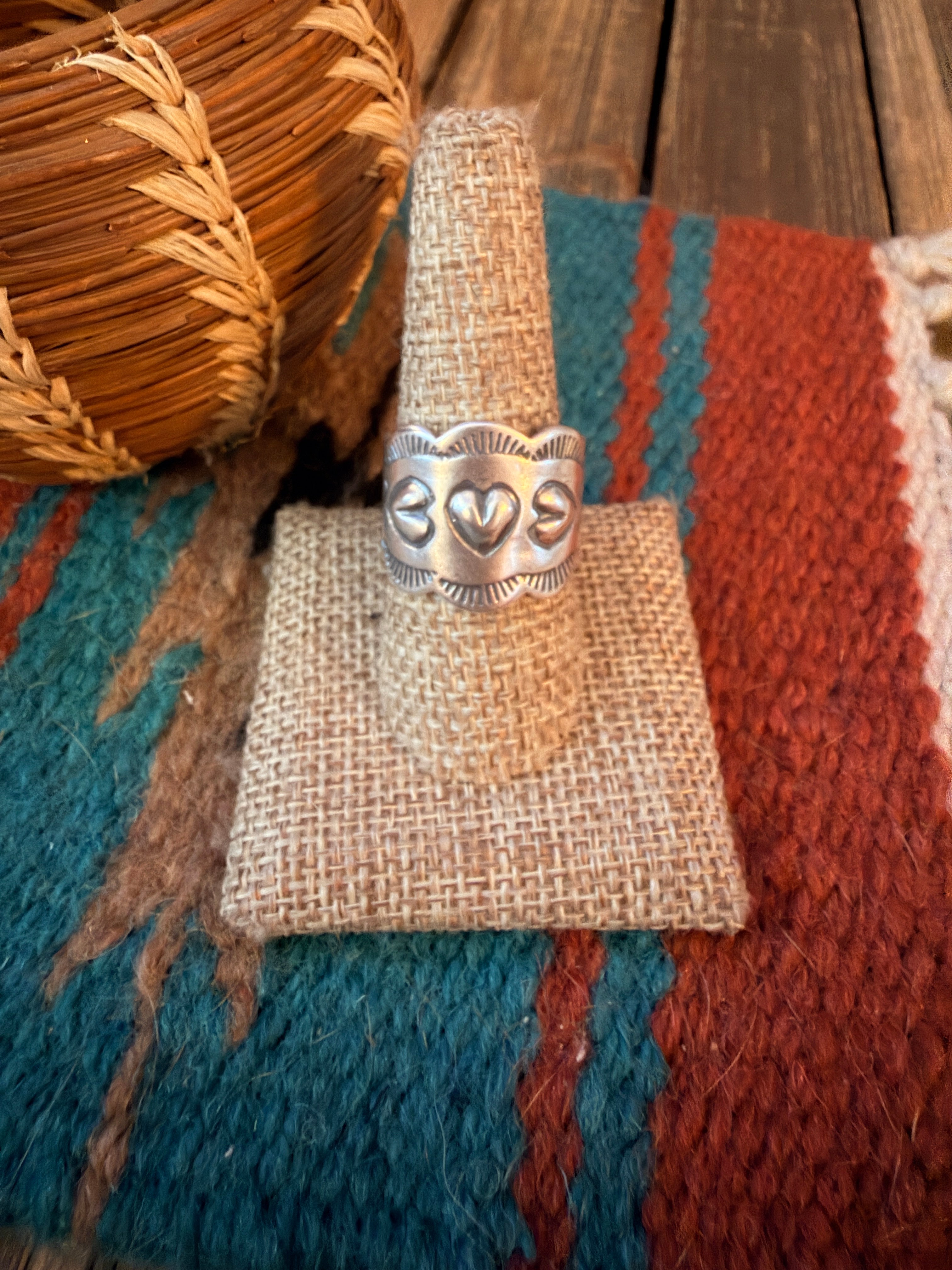 Handcrafted Sterling Silver Heart Band Ring by Benson Shorty