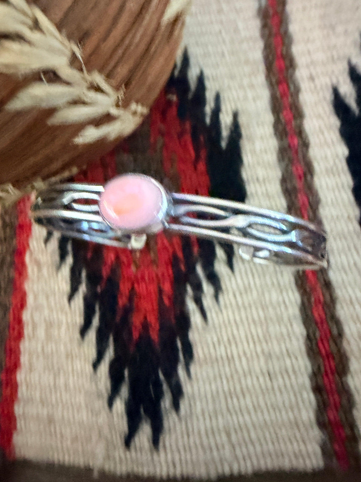 Handcrafted Queen Pink Conch & Sterling Silver Cuff Bracelet