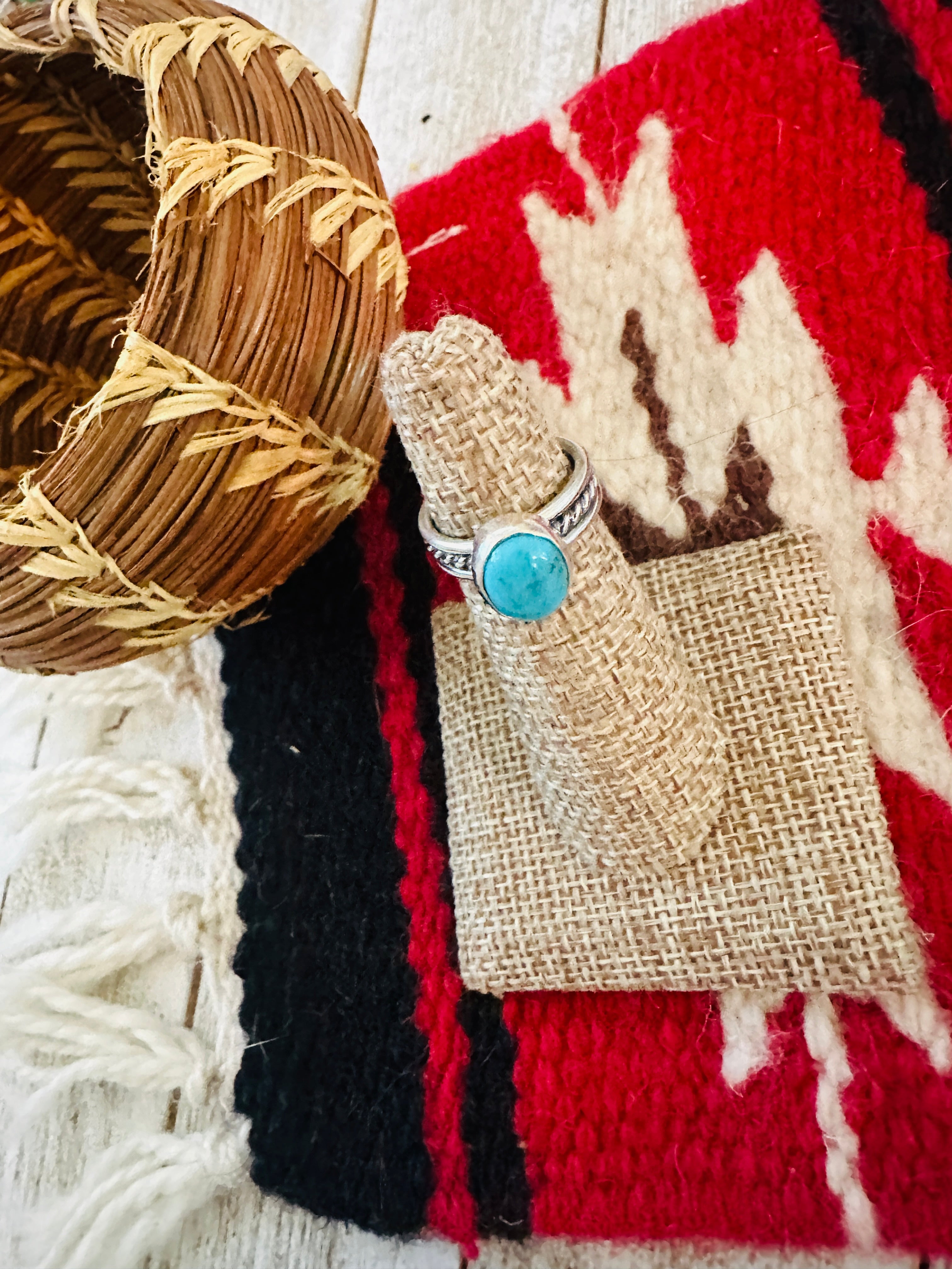 Navajo Turquoise & Sterling Silver Ring Size 4.5