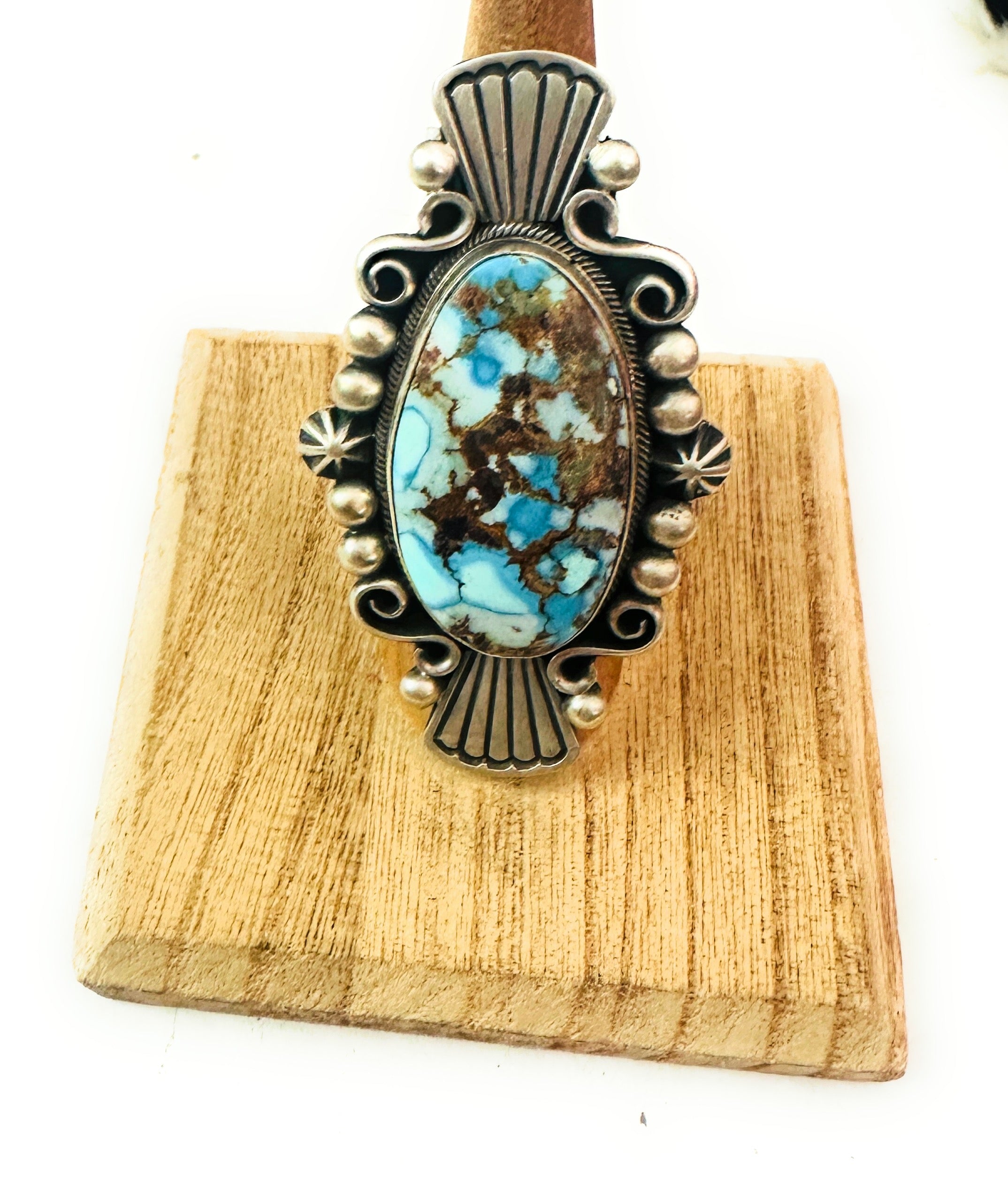 Navajo Golden Hills Turquoise & Sterling Silver Ring Size 7