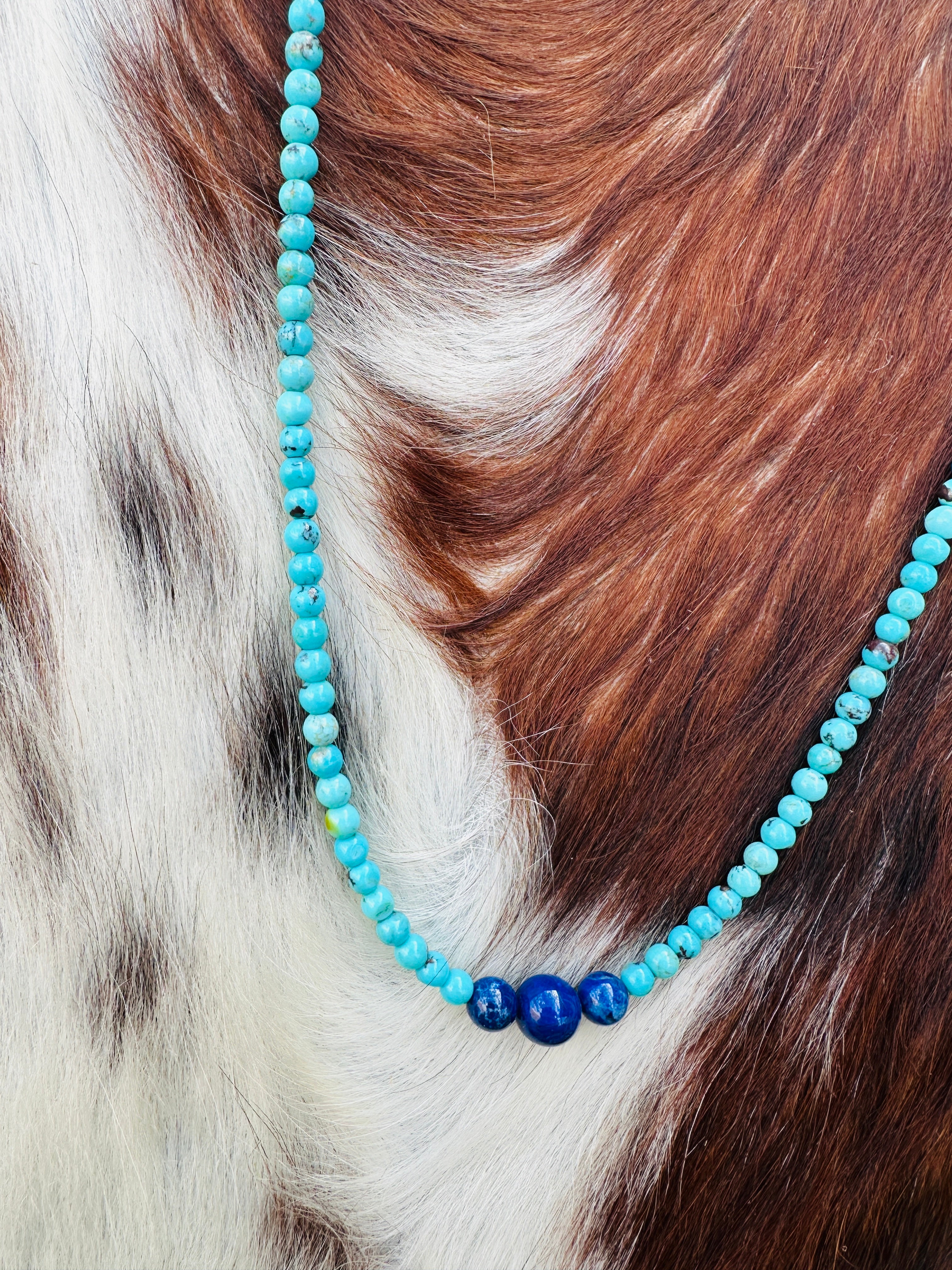 Handcrafted Turquoise & Lapis 16” Beaded Necklace