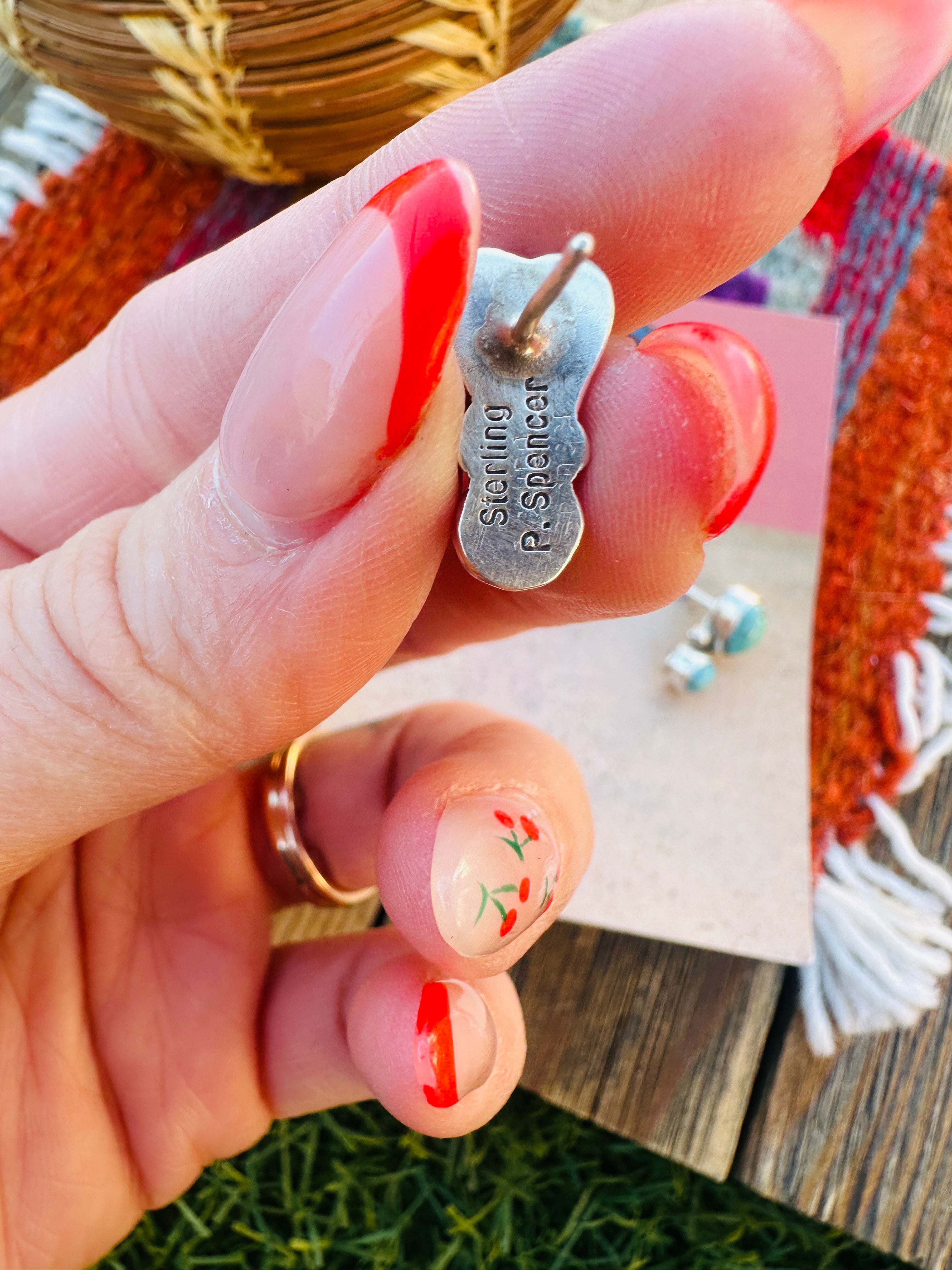 Handcrafted Turquoise & Sterling Silver Heart Dangle Earrings