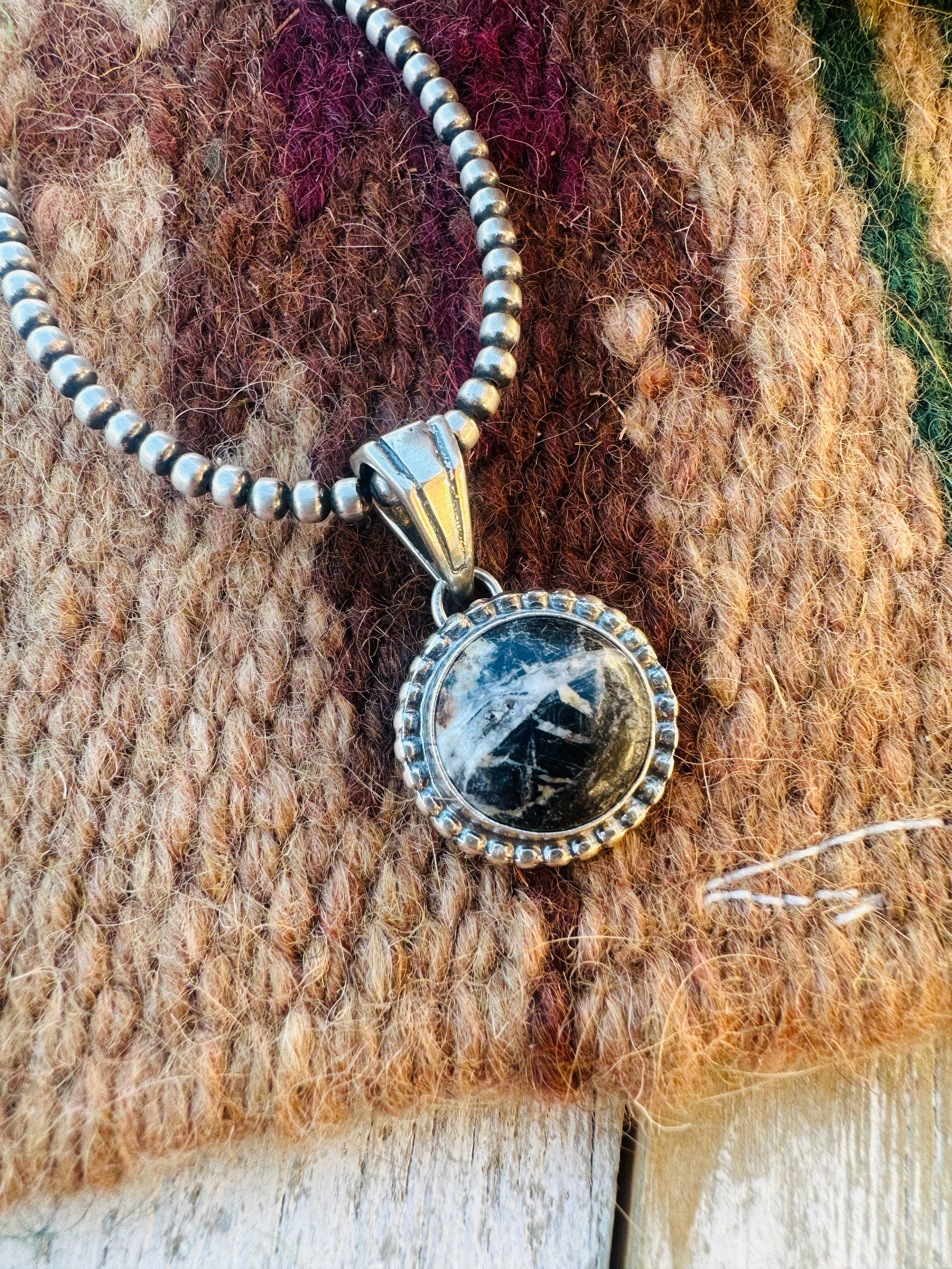 Handcrafted Sterling Silver & White Buffalo Pendant