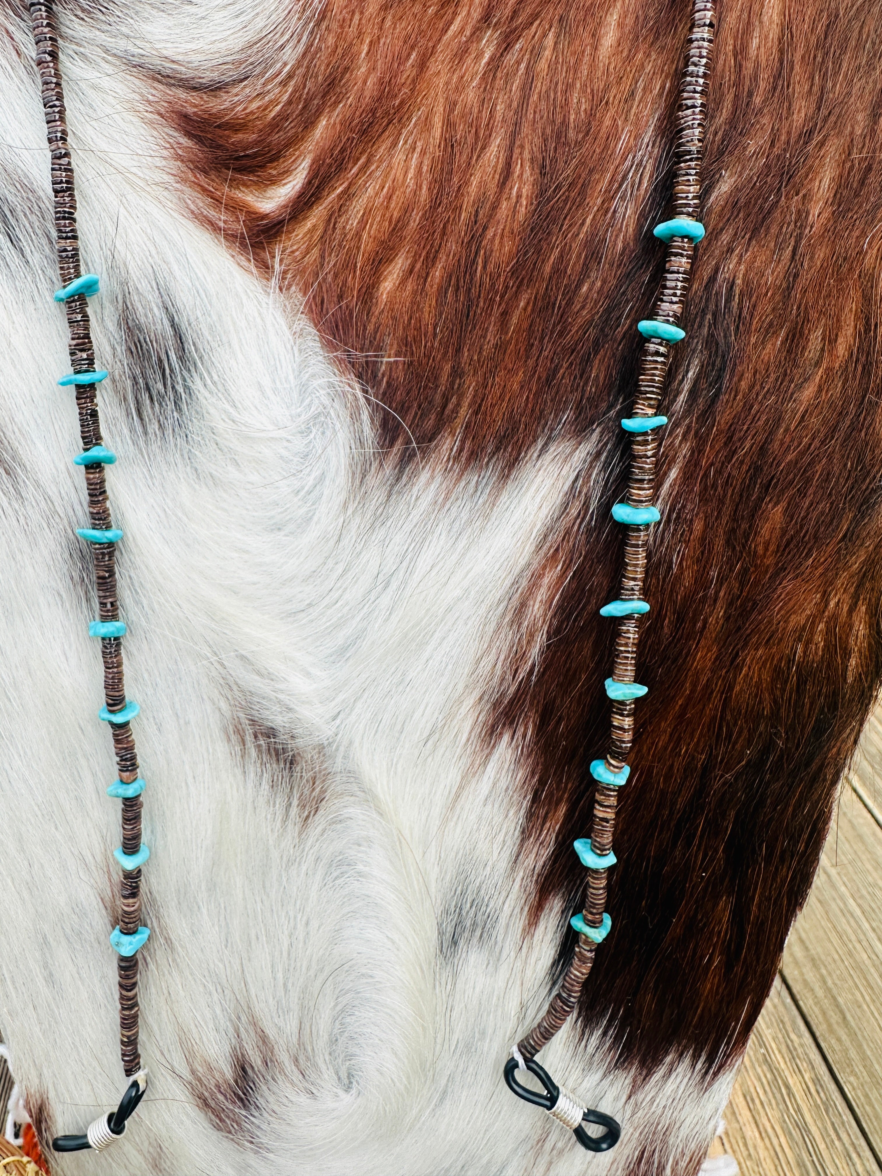 Handcrafted Turquoise & Heishi Beaded Glasses Strap