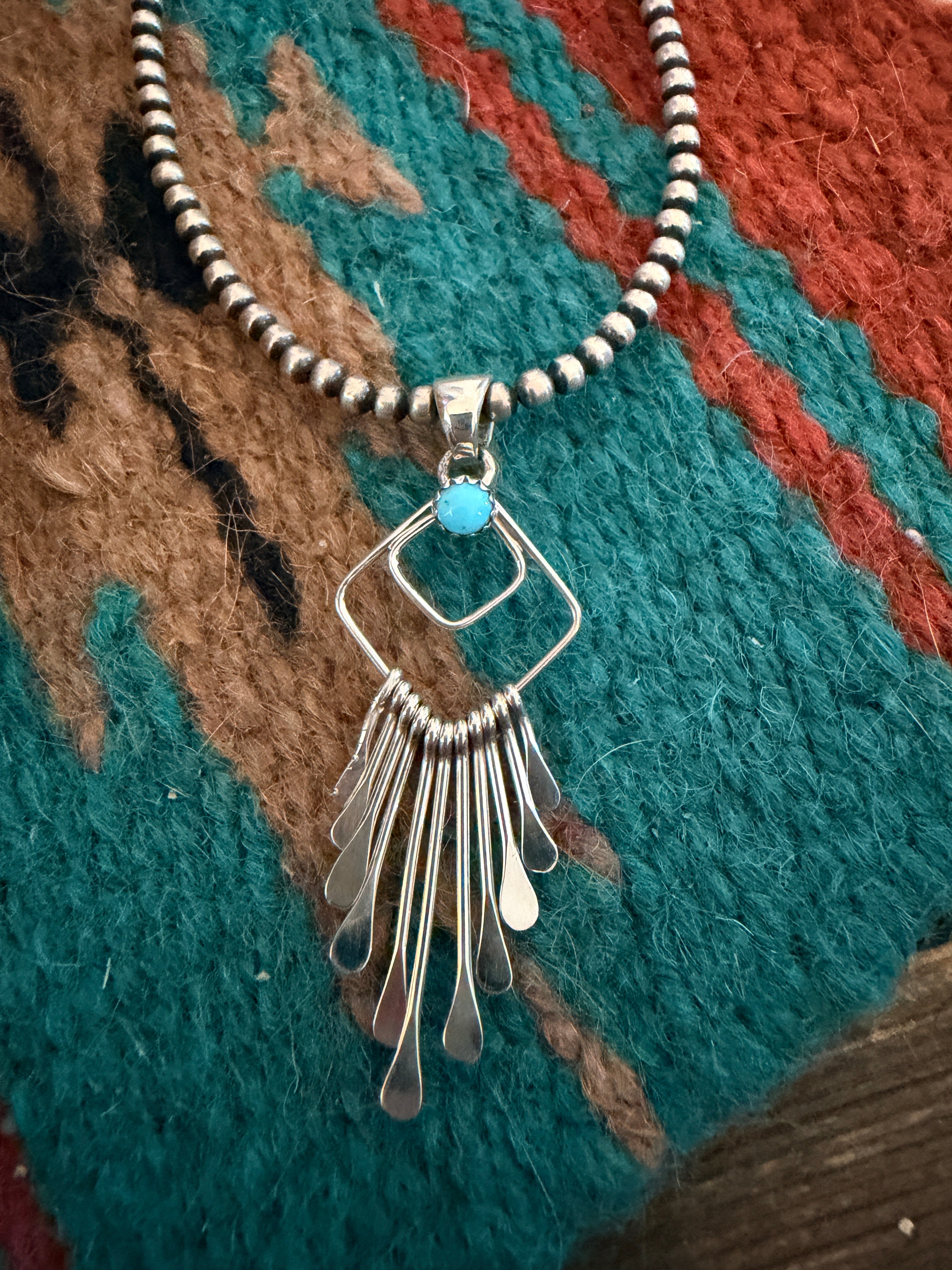 Handcrafted Sterling Silver and Turquoise Tassel Pendant