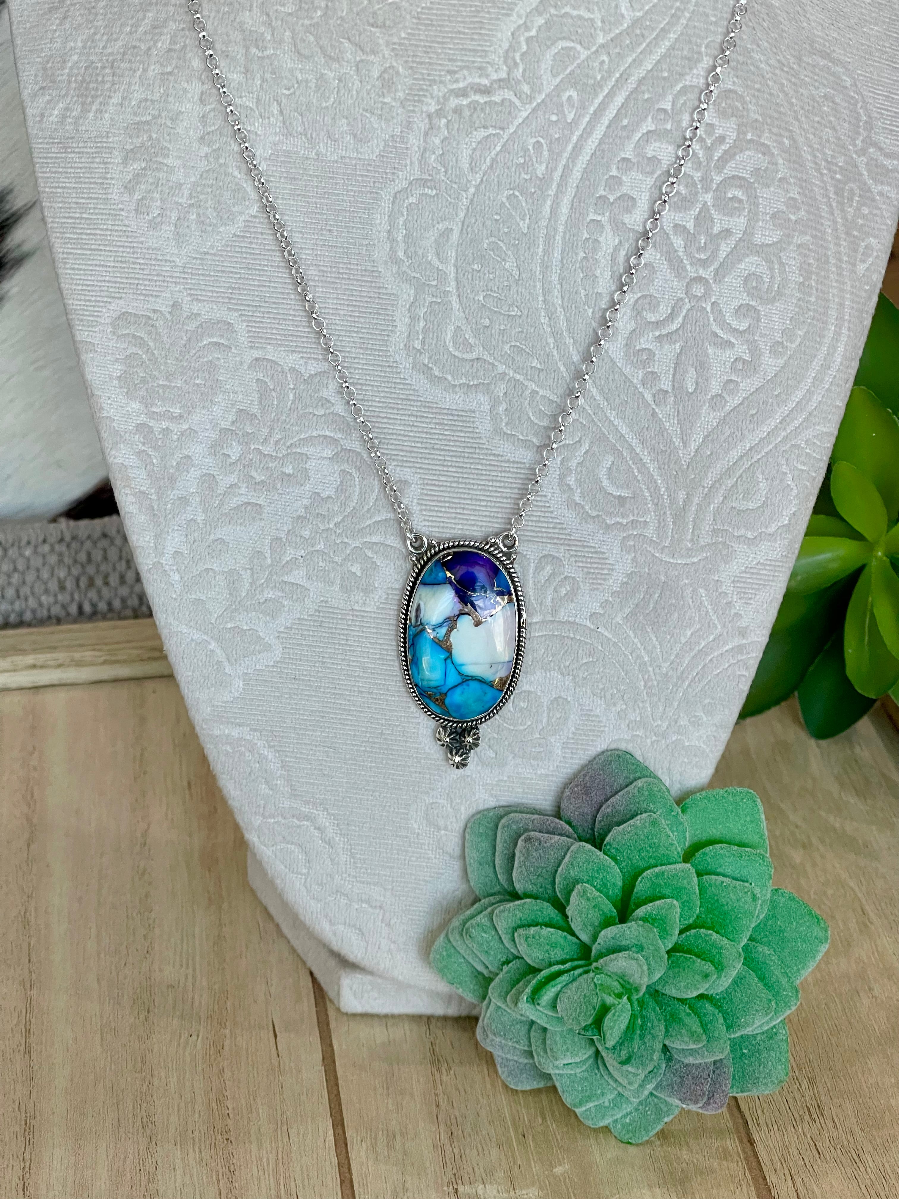 Handmade Sterling Silver & Purple Dream Mojave Heart Necklace