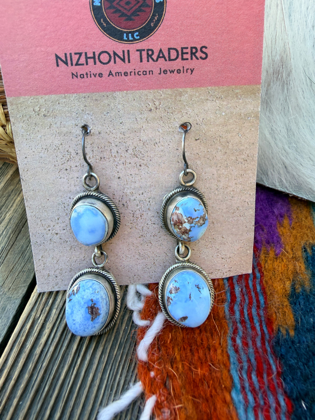 Handcrafted Golden Hills Turquoise & Sterling Silver Cluster Necklace and Earring Set by Kathleen Chavez