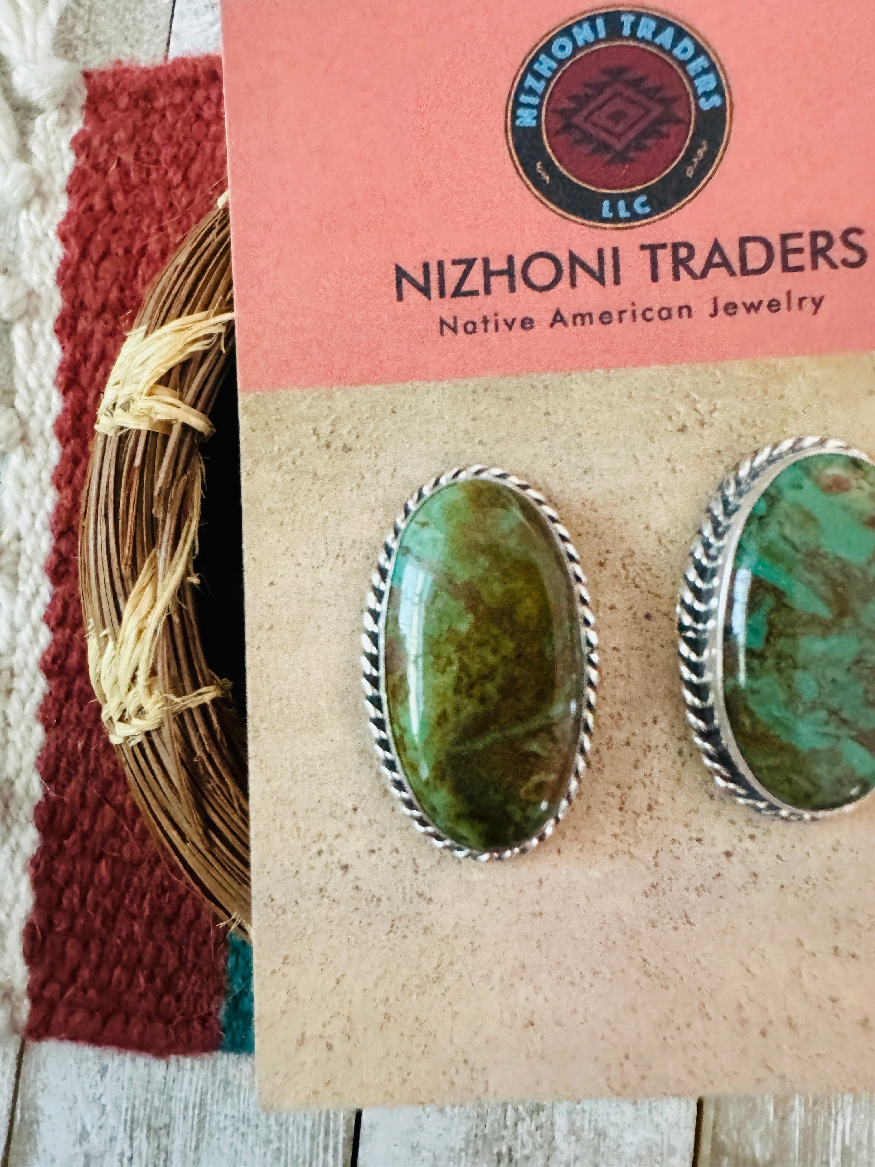 Handcrafted Turquoise & Sterling Silver Post Earrings