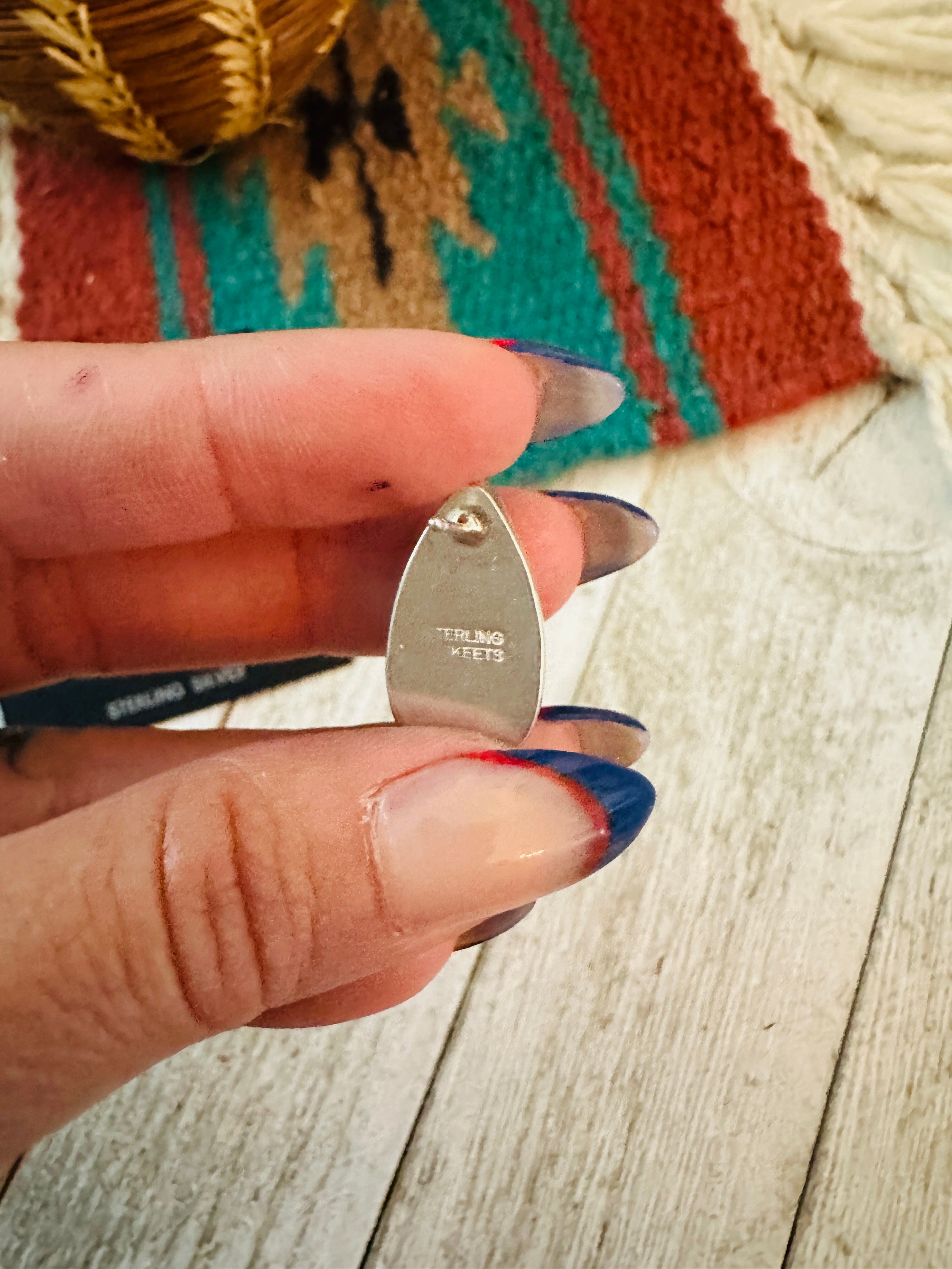 Handcrafted Sterling Silver & Turquoise Teardrop Post Earrings