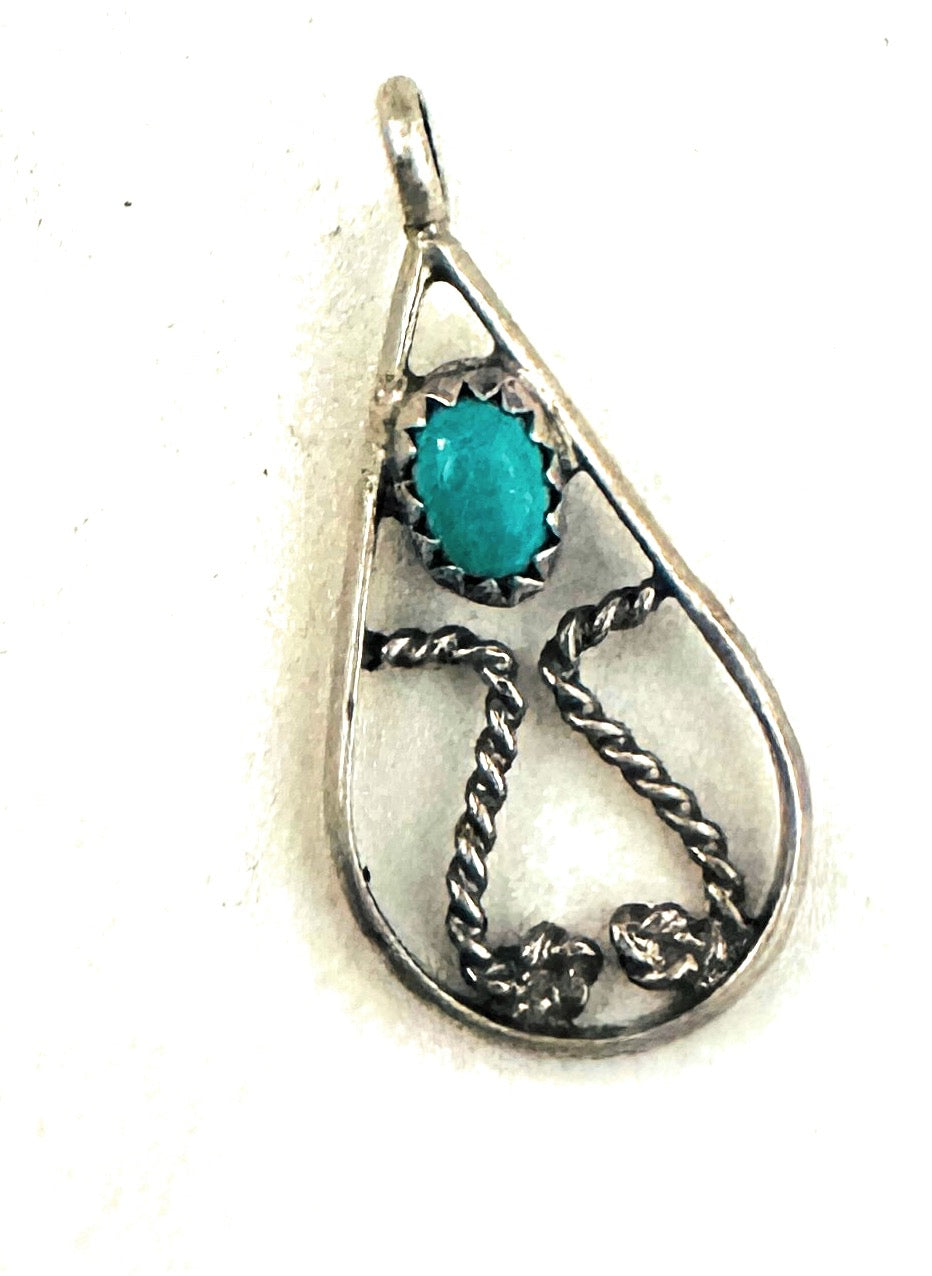 Vintage Navajo Turquoise & Sterling Silver Pendant