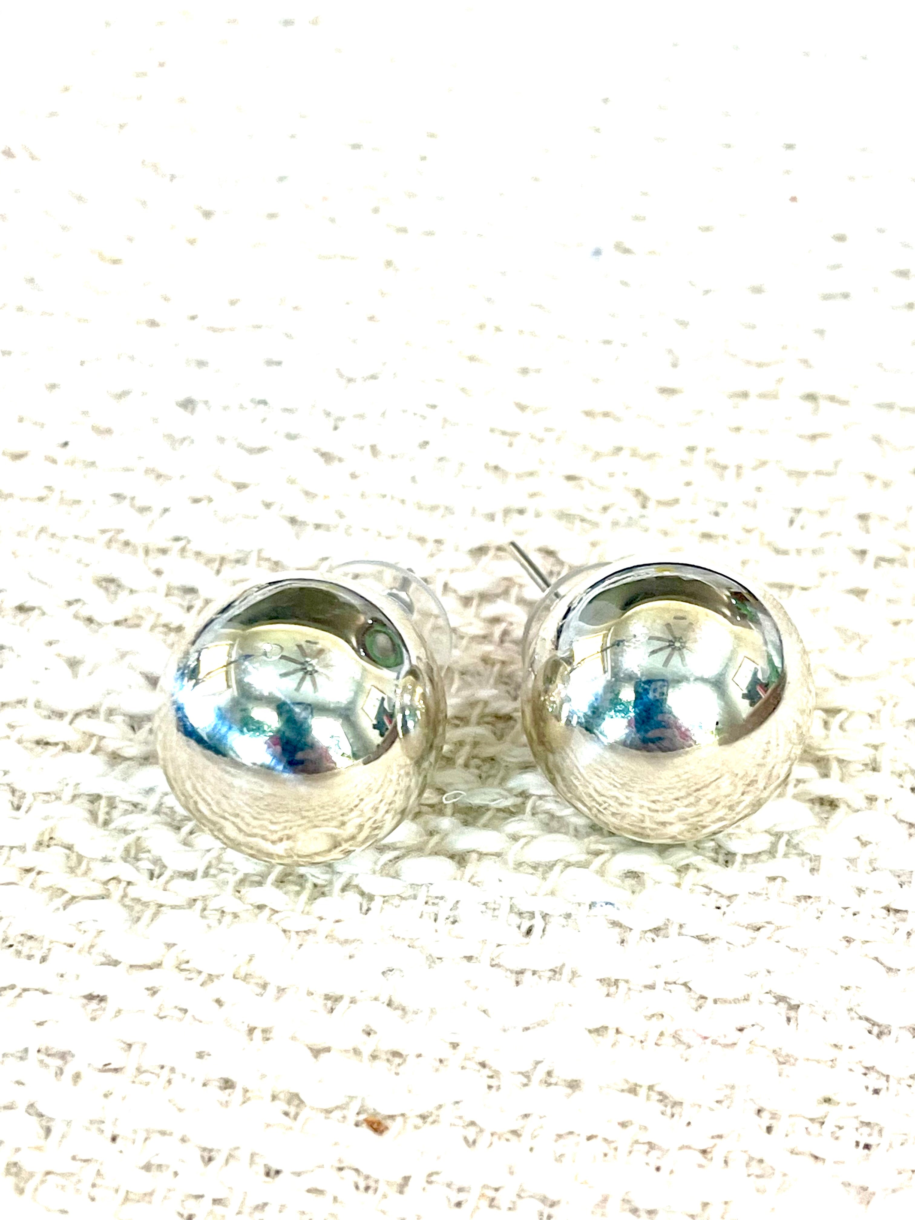 Handmade In Mexico Sterling Silver, Ball Stud Earrings
