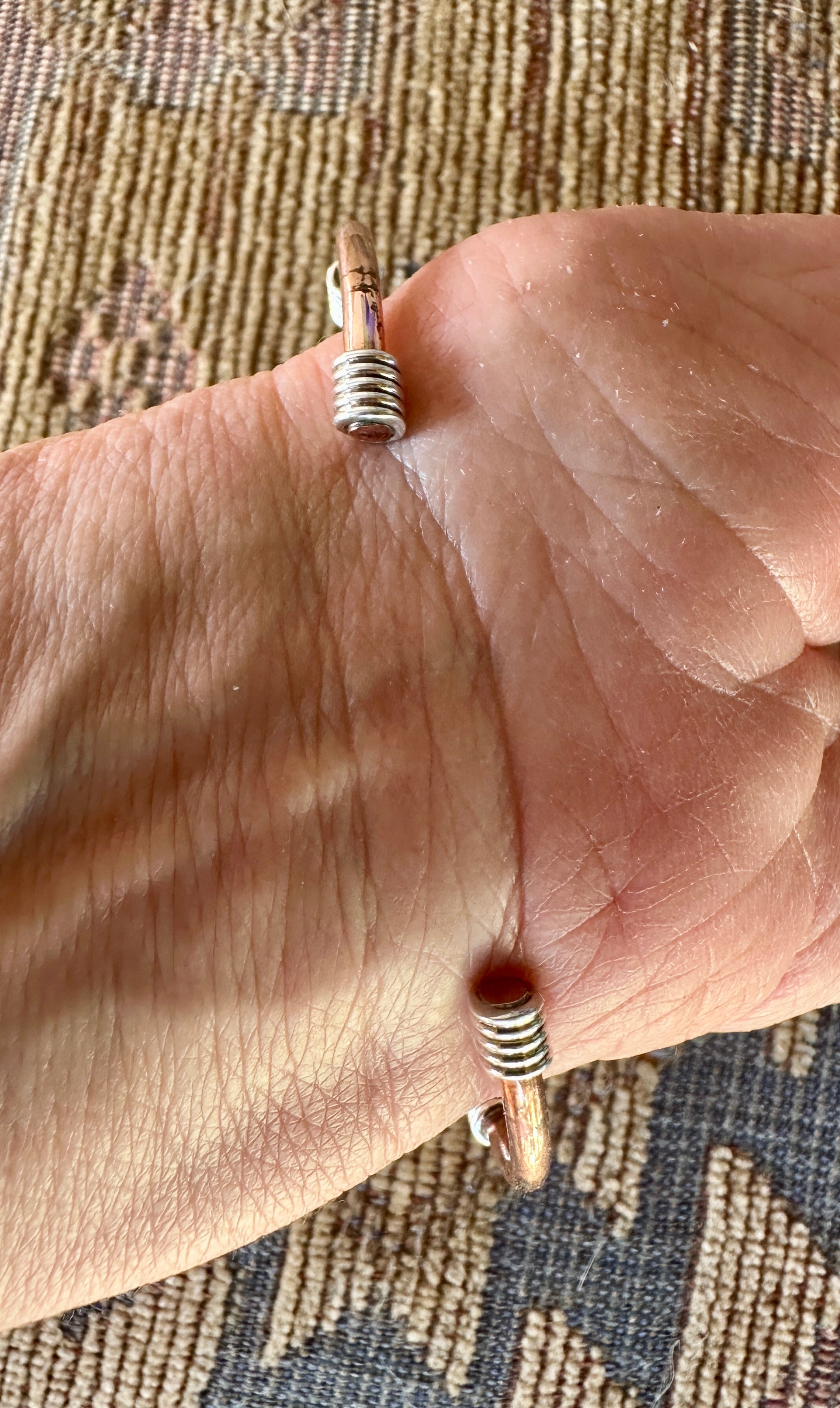 SIMPLE COPPER CUFF W/ STERLING SILVER COILS