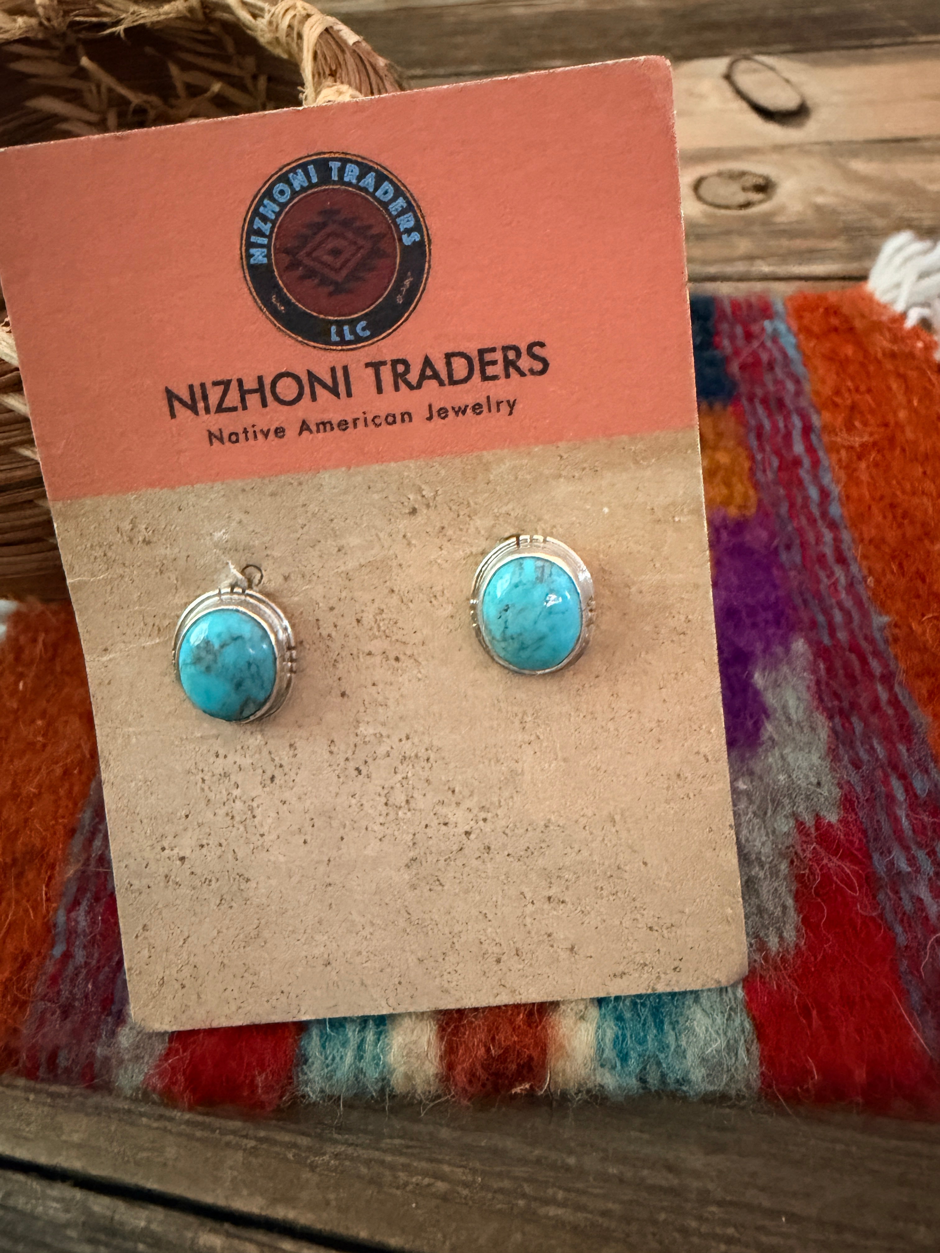 Handcrafted Turquoise & Sterling Silver Stud Earrings