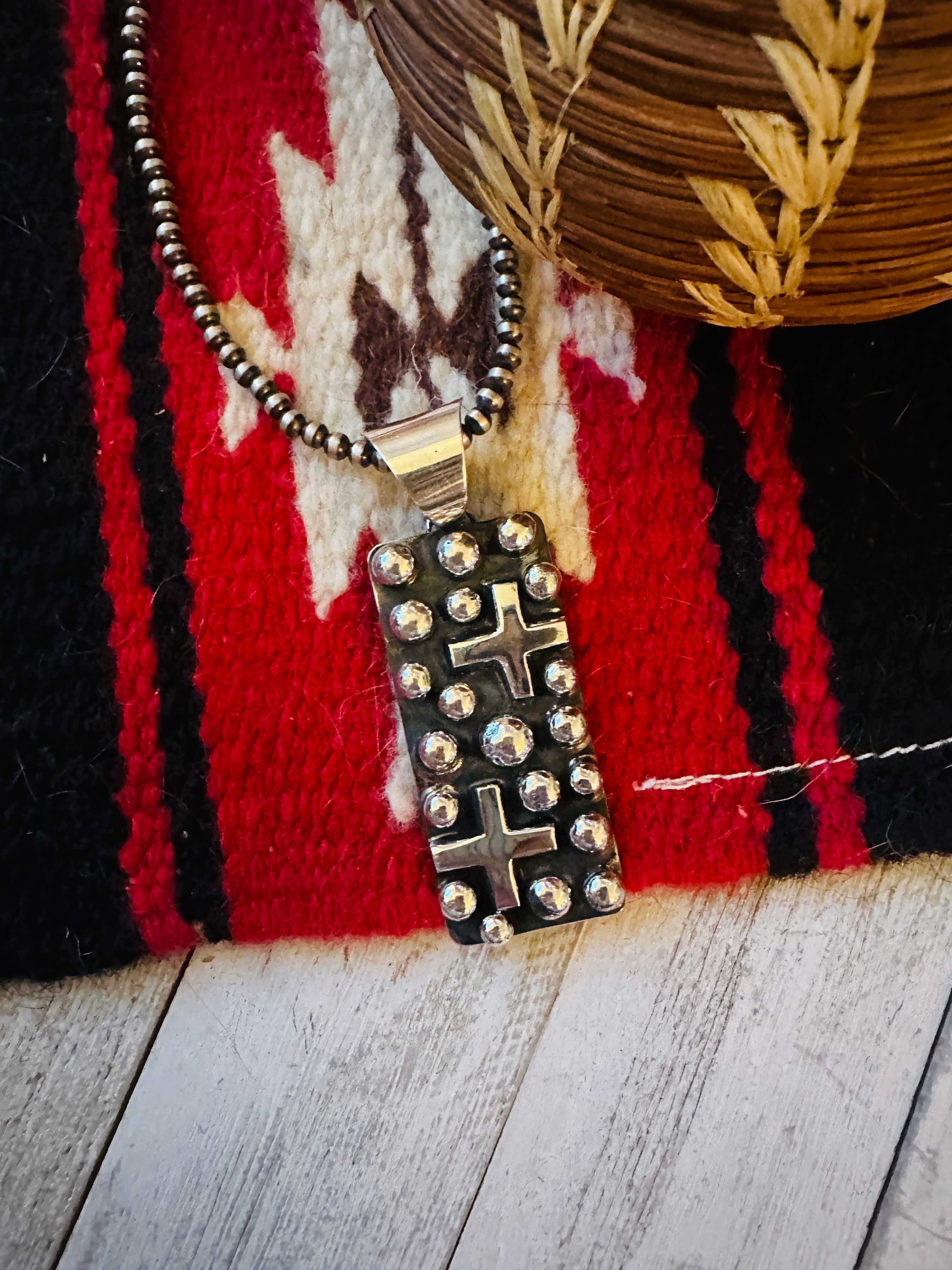 Navajo Sterling Silver Cross Pendant by Chimney Butte