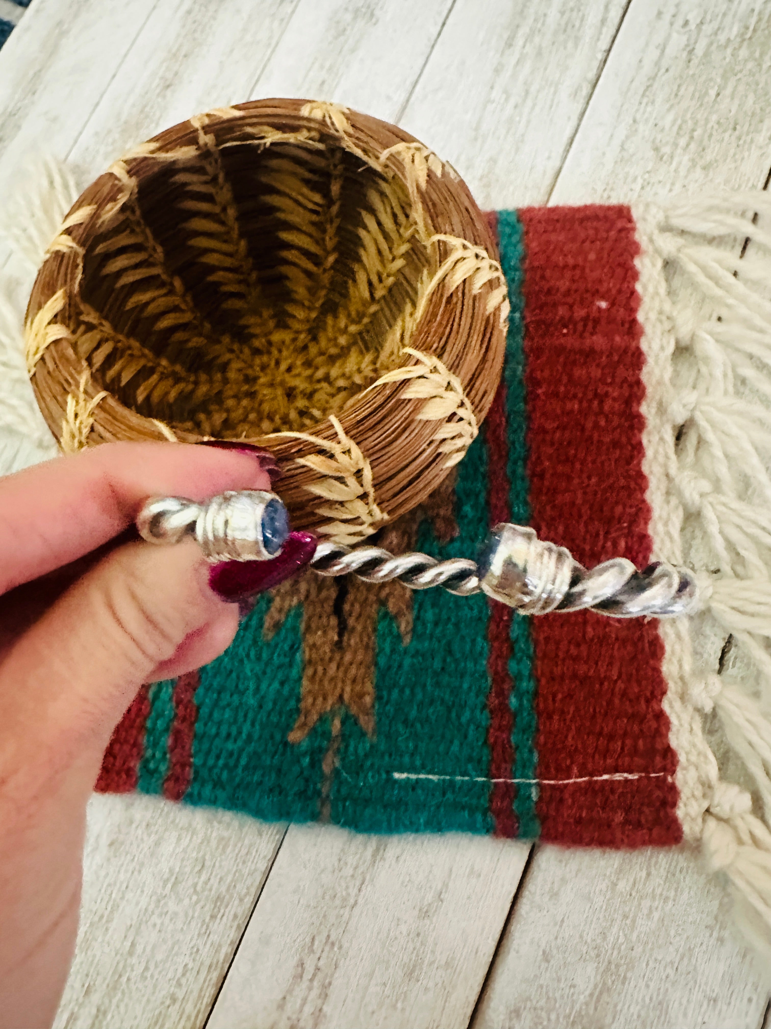 Navajo Sterling Silver & Lapis Cuff Bracelet