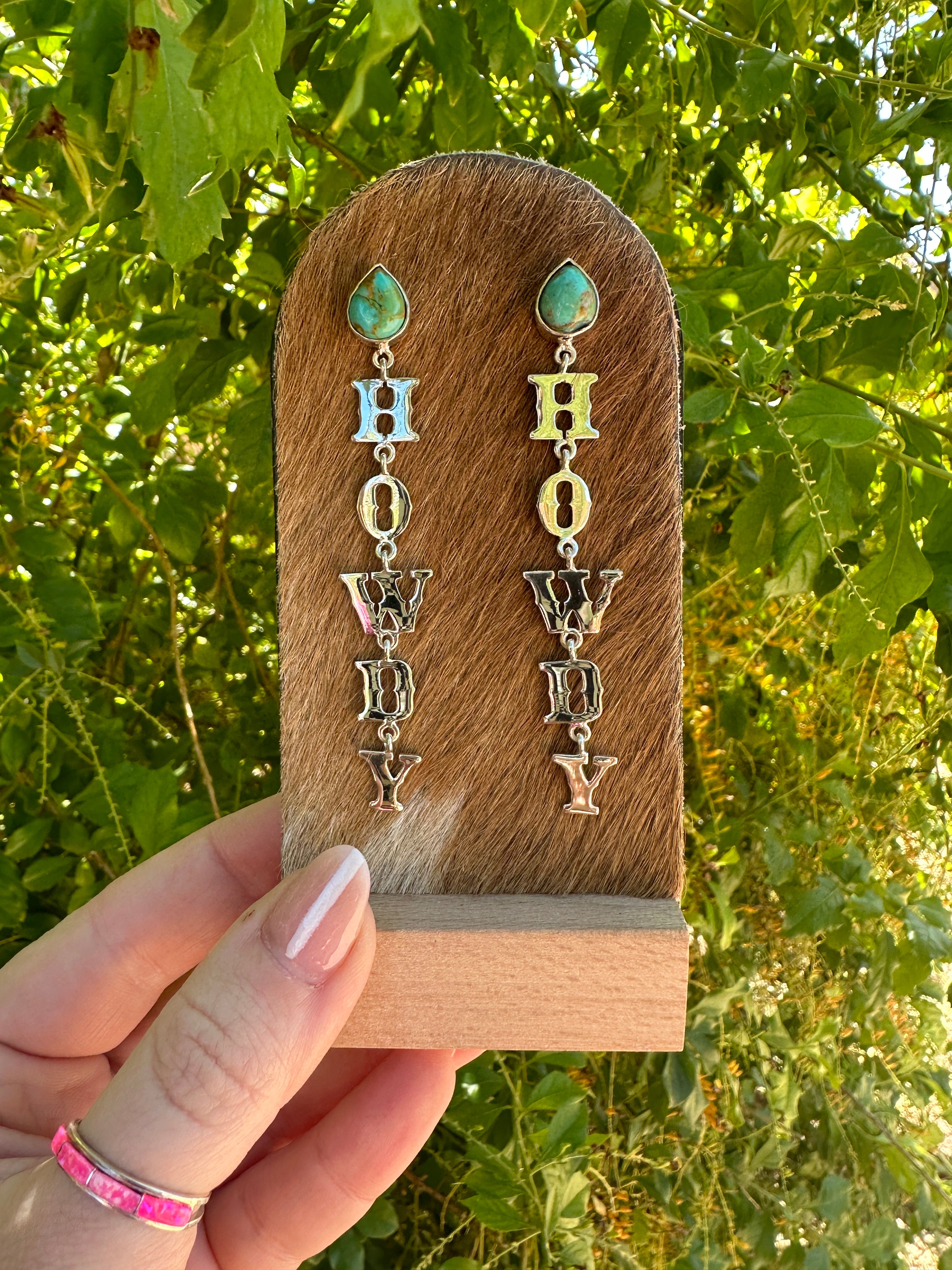 HOWDY Handmade Sterling Silver Natural Turquoise Earrings