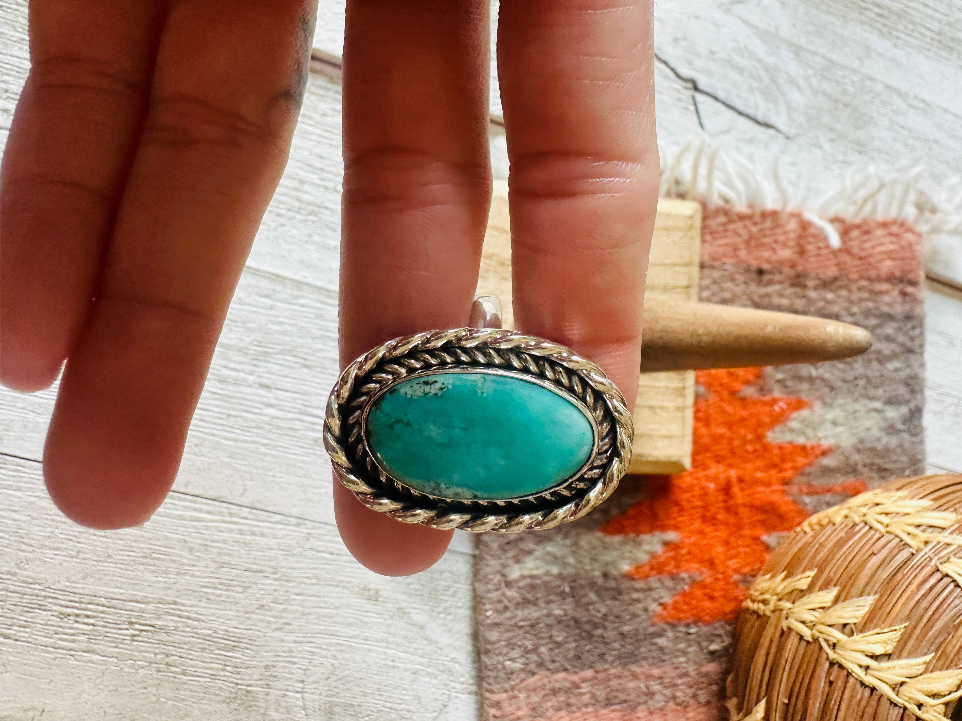 Navajo Turquoise & Sterling Silver Adjustable Ring