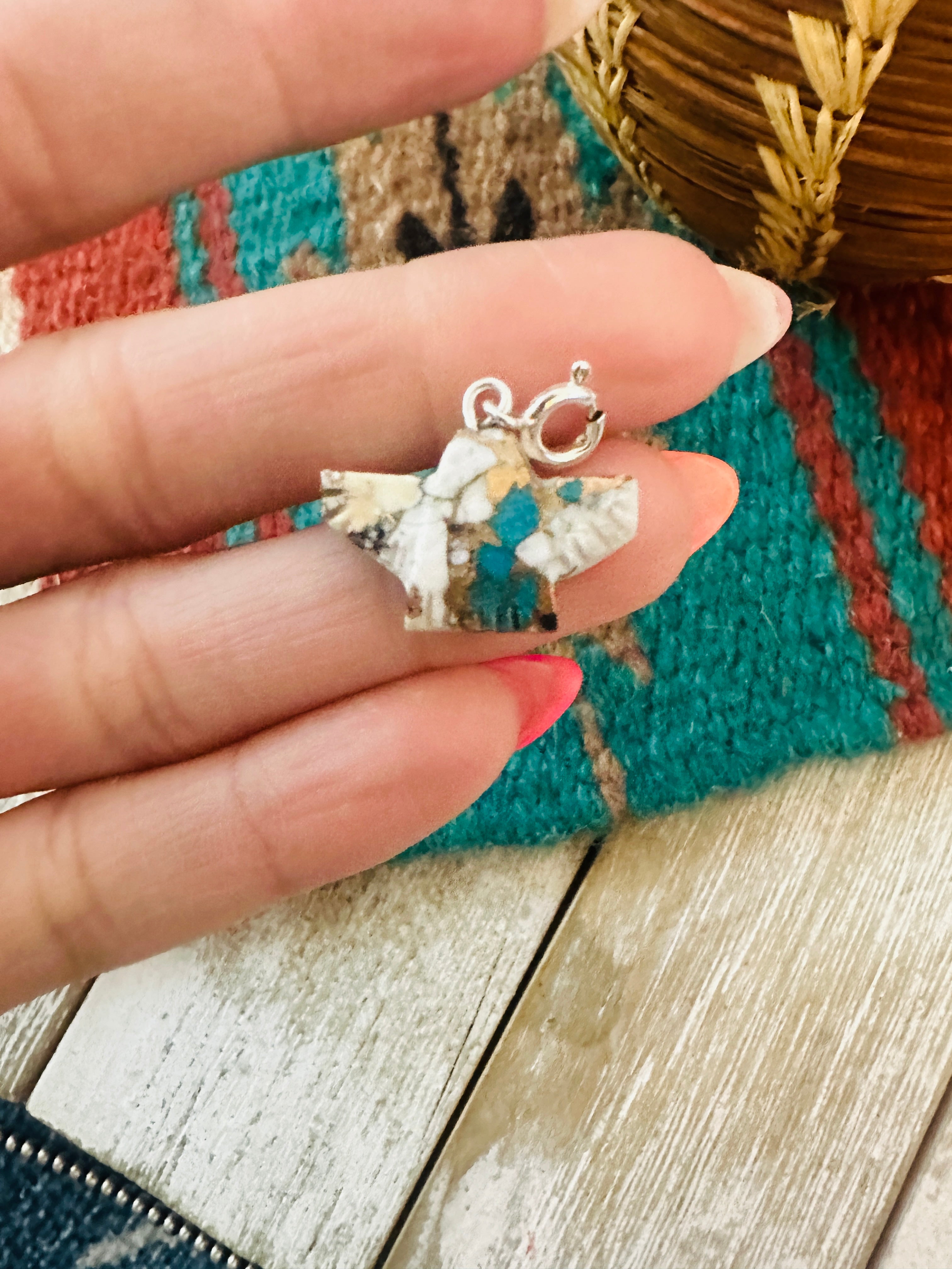 Handcrafted & Hand Carved Blue Mojave Eagle Charm