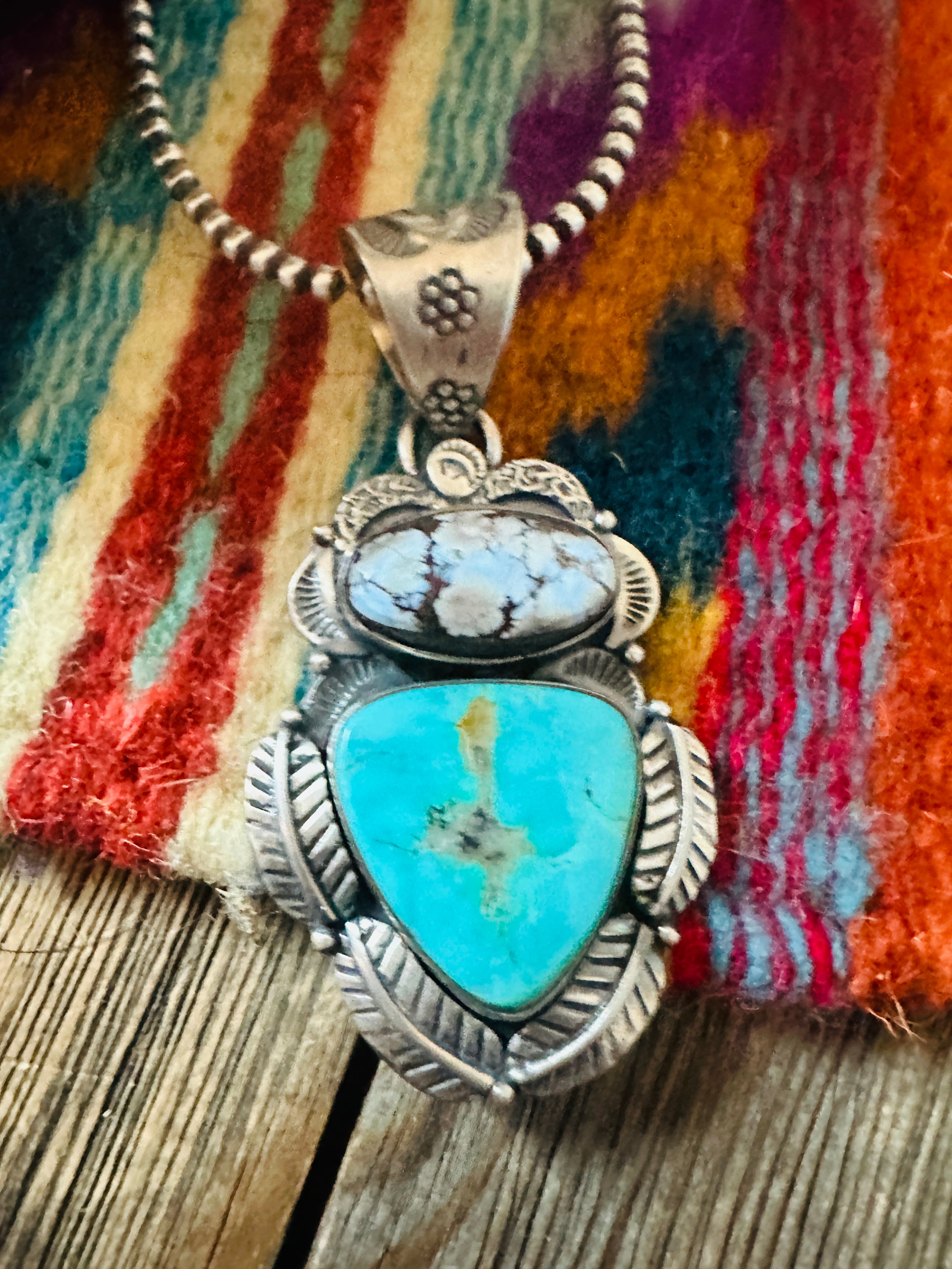 Handcrafted Sterling Silver & Multi Turquoise Pendant