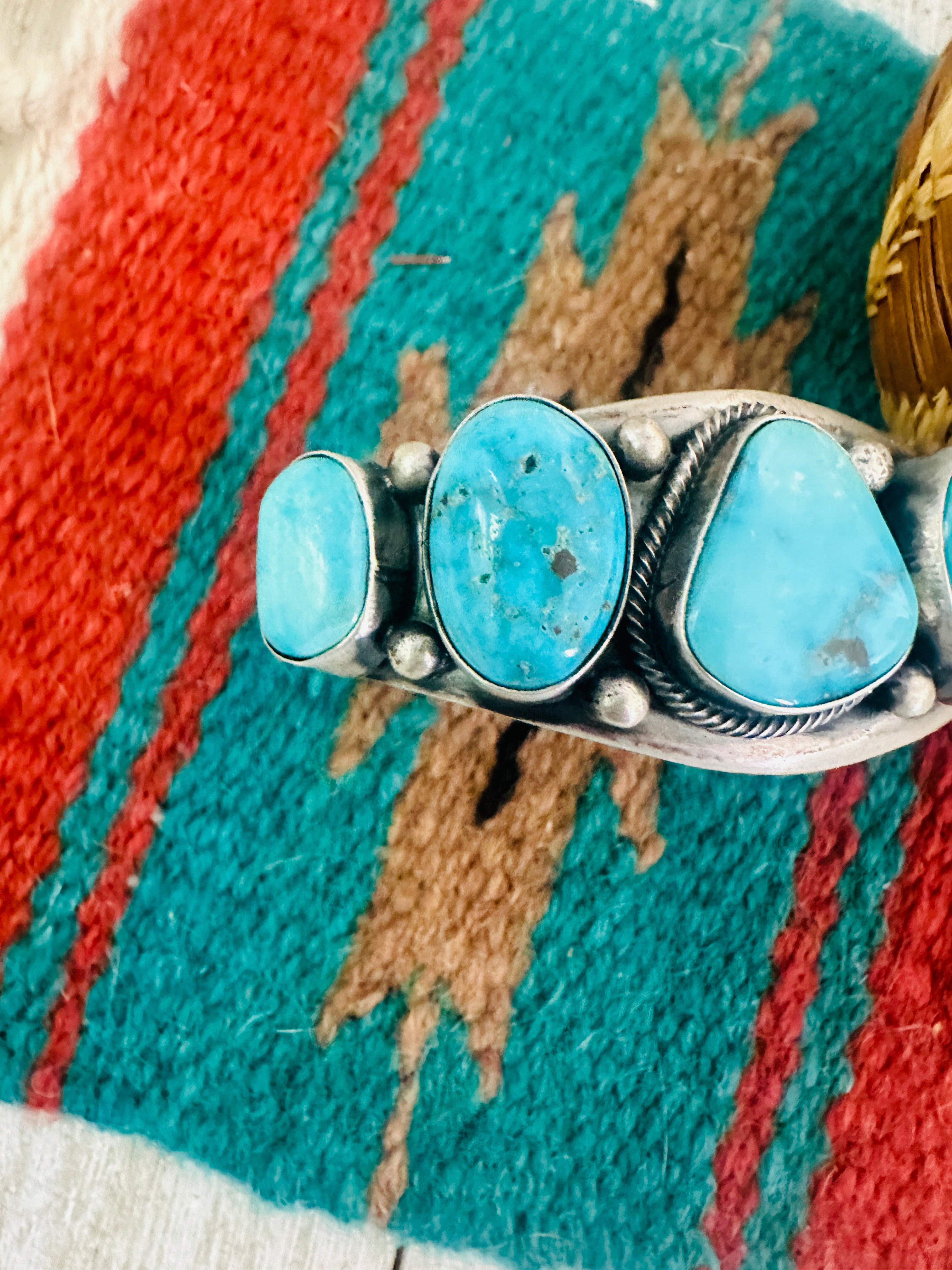 Navajo Kingman Turquoise & Sterling Silver Cuff Bracelet