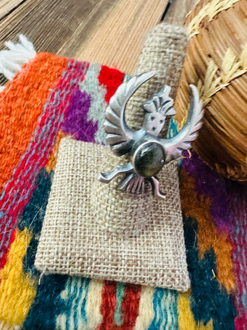 Handcrafted Labradorite and Sterling Silver Thunderbird Ring size 7.75 by Chimney Butte