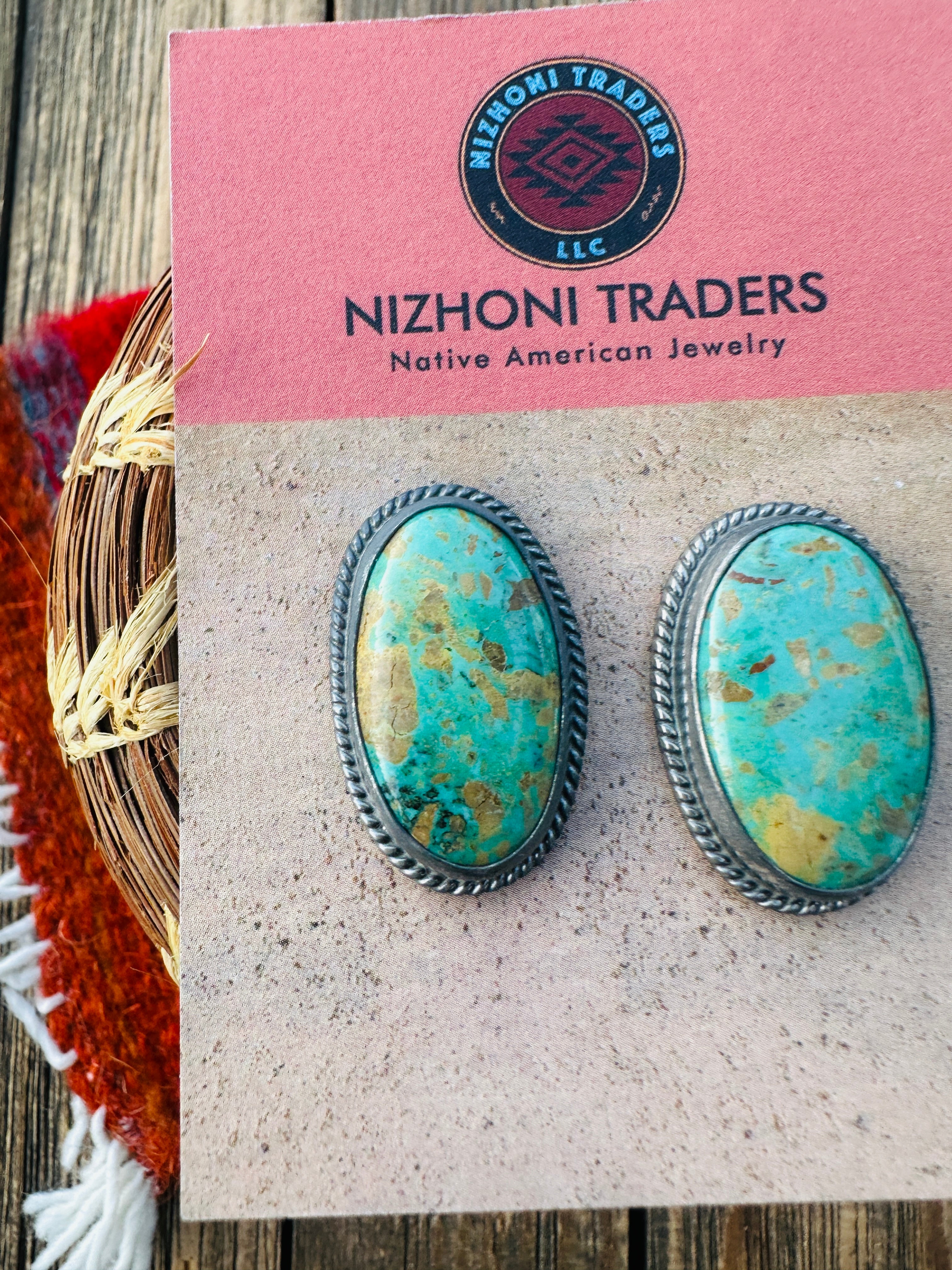 Handcrafted Sterling Silver & Royston Turquoise Post Earrings