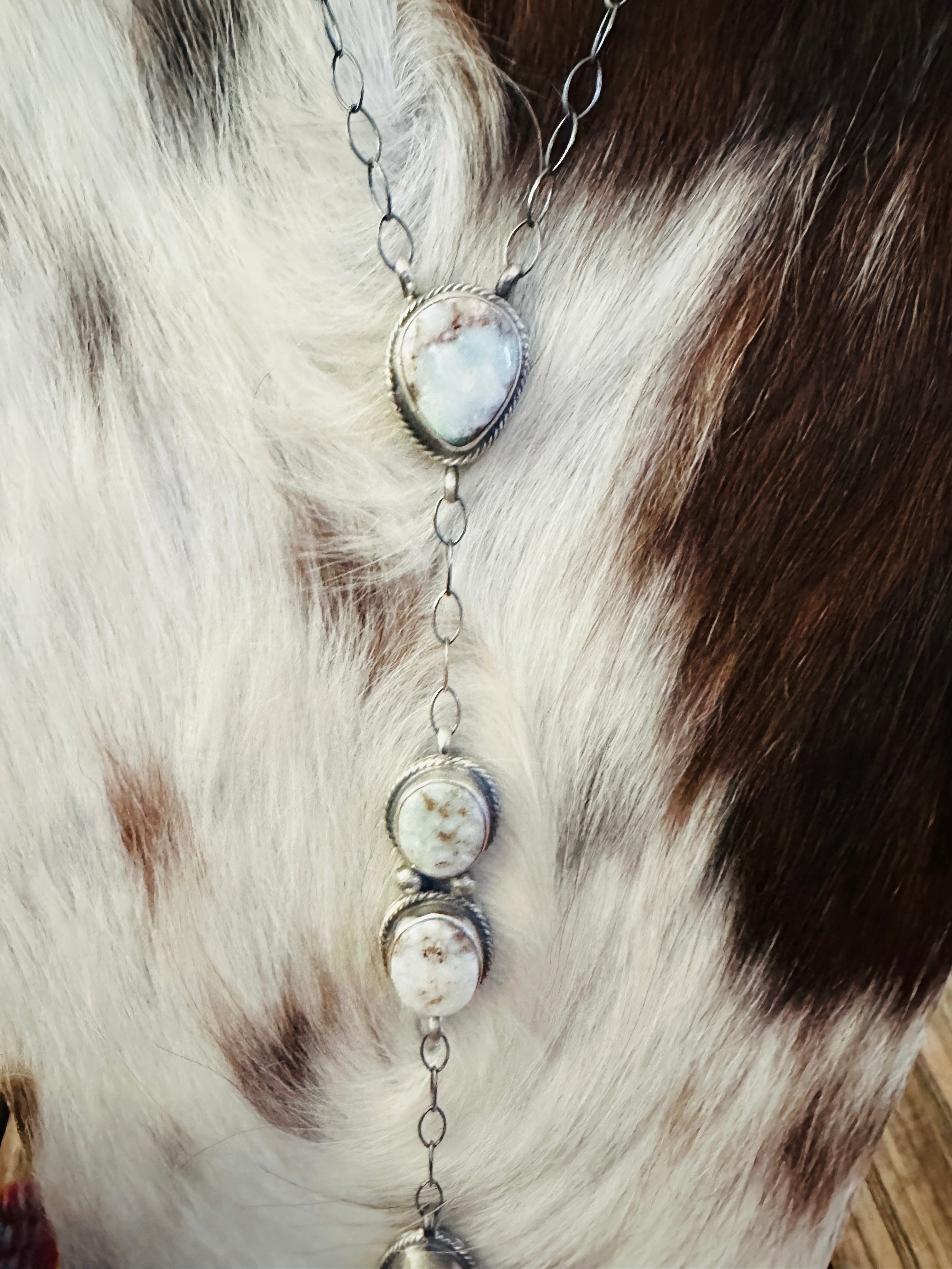 Handcrafted Dry Creek Turquoise & Sterling Silver Lariat Necklace