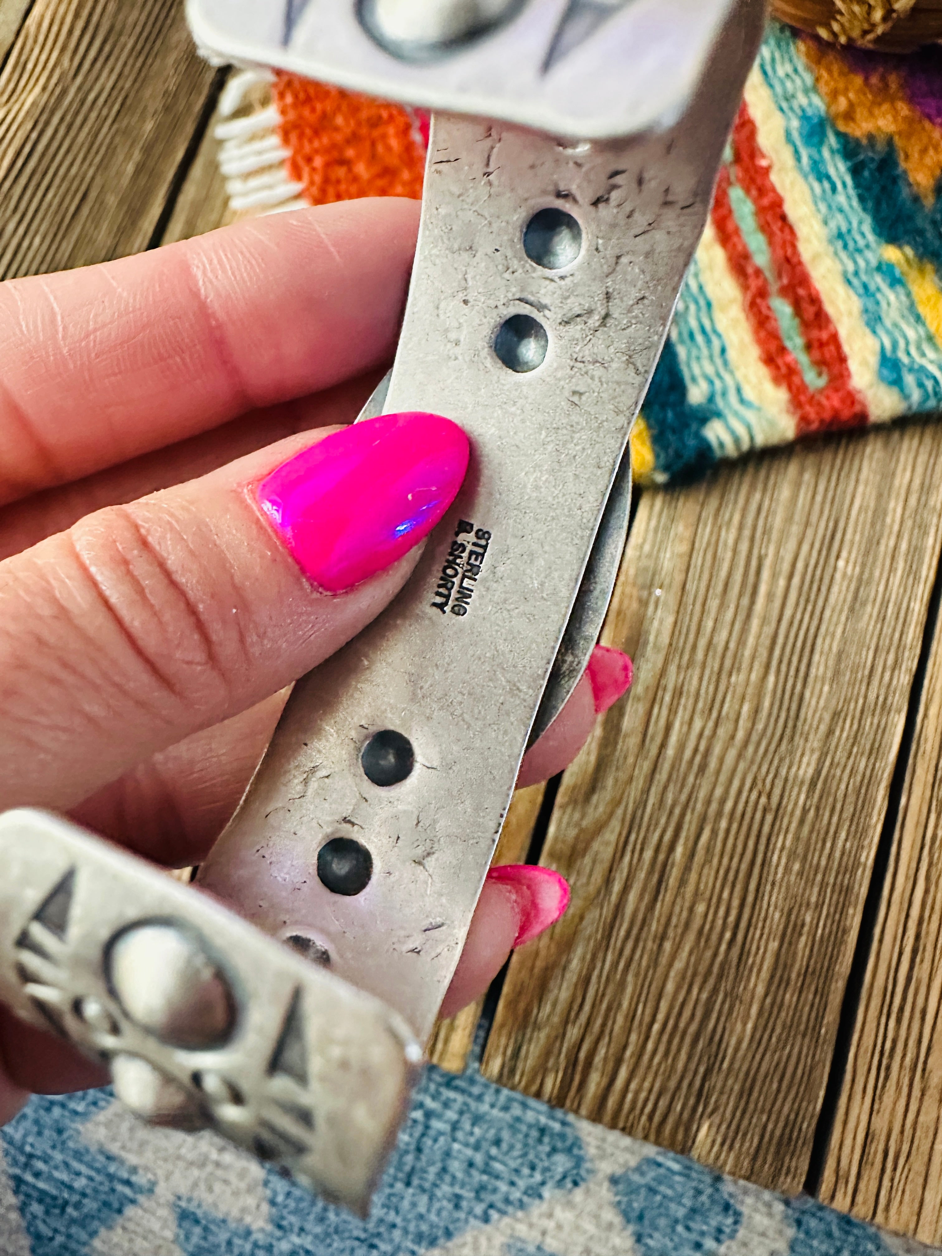 Handcrafted Royston Turquoise & Sterling Silver Cuff Bracelet by Benson Shorty