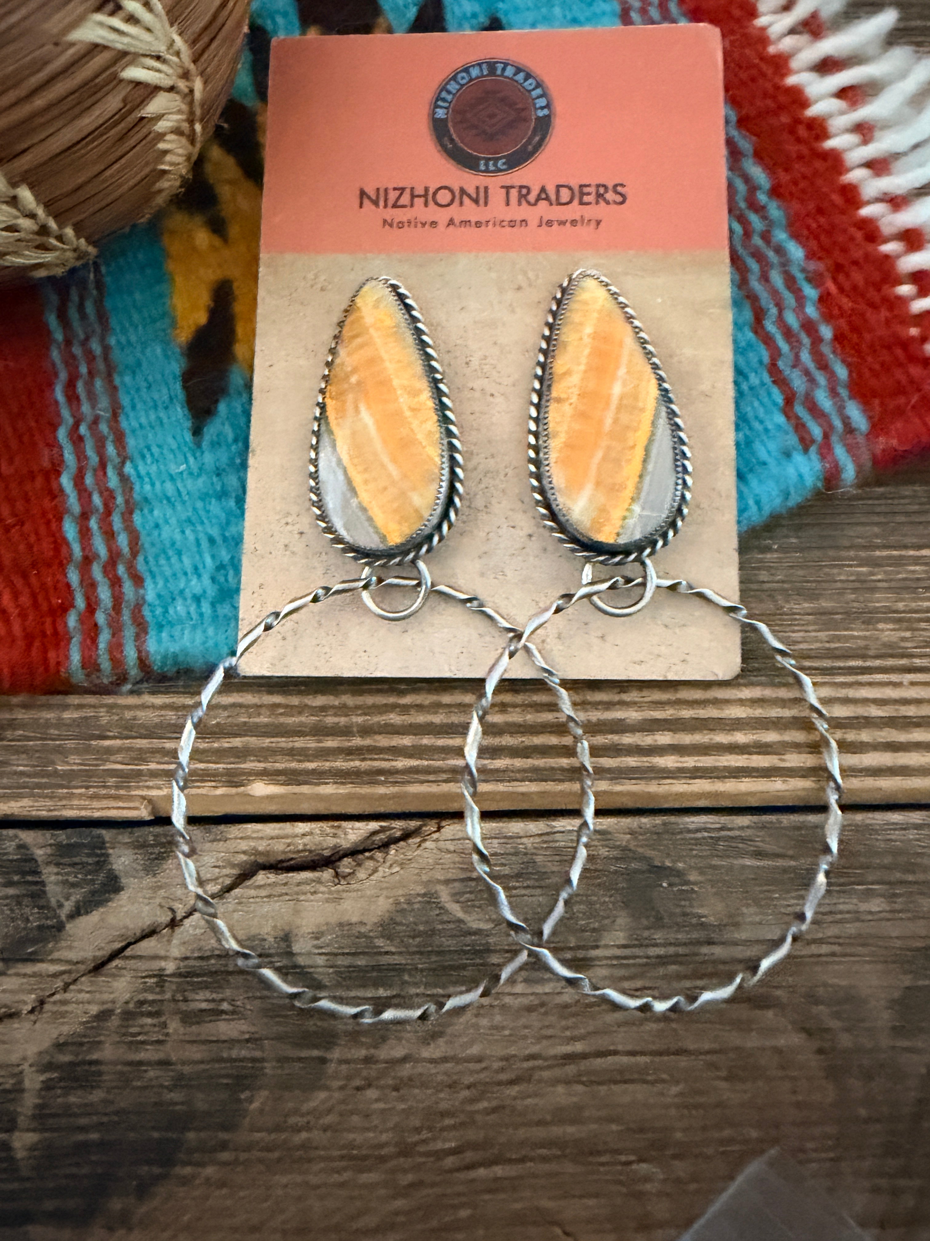 Handcrafted Bumblebee & Sterling Silver Hoop Earrings