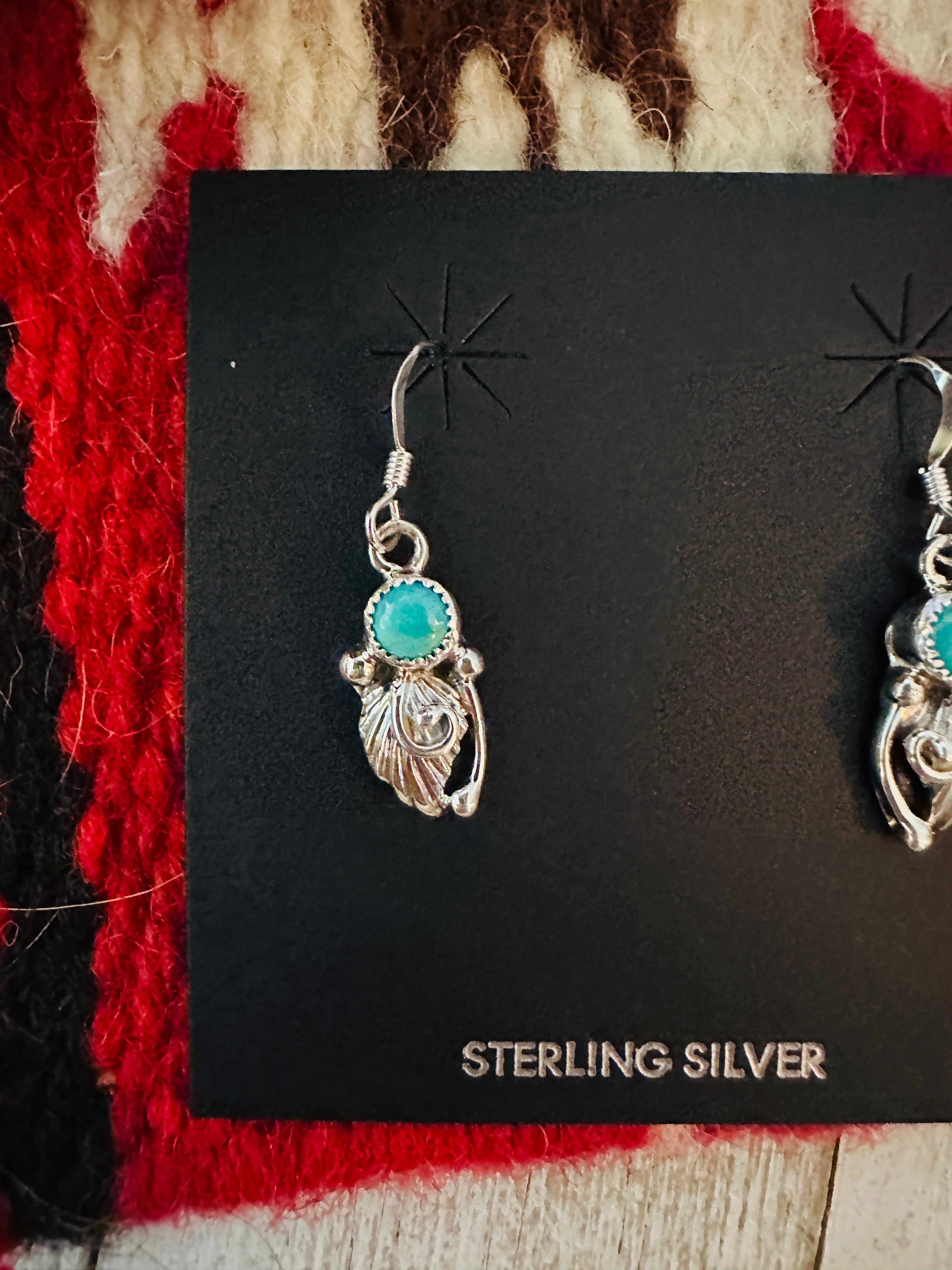 Navajo Turquoise & Sterling Silver Feather Earrings