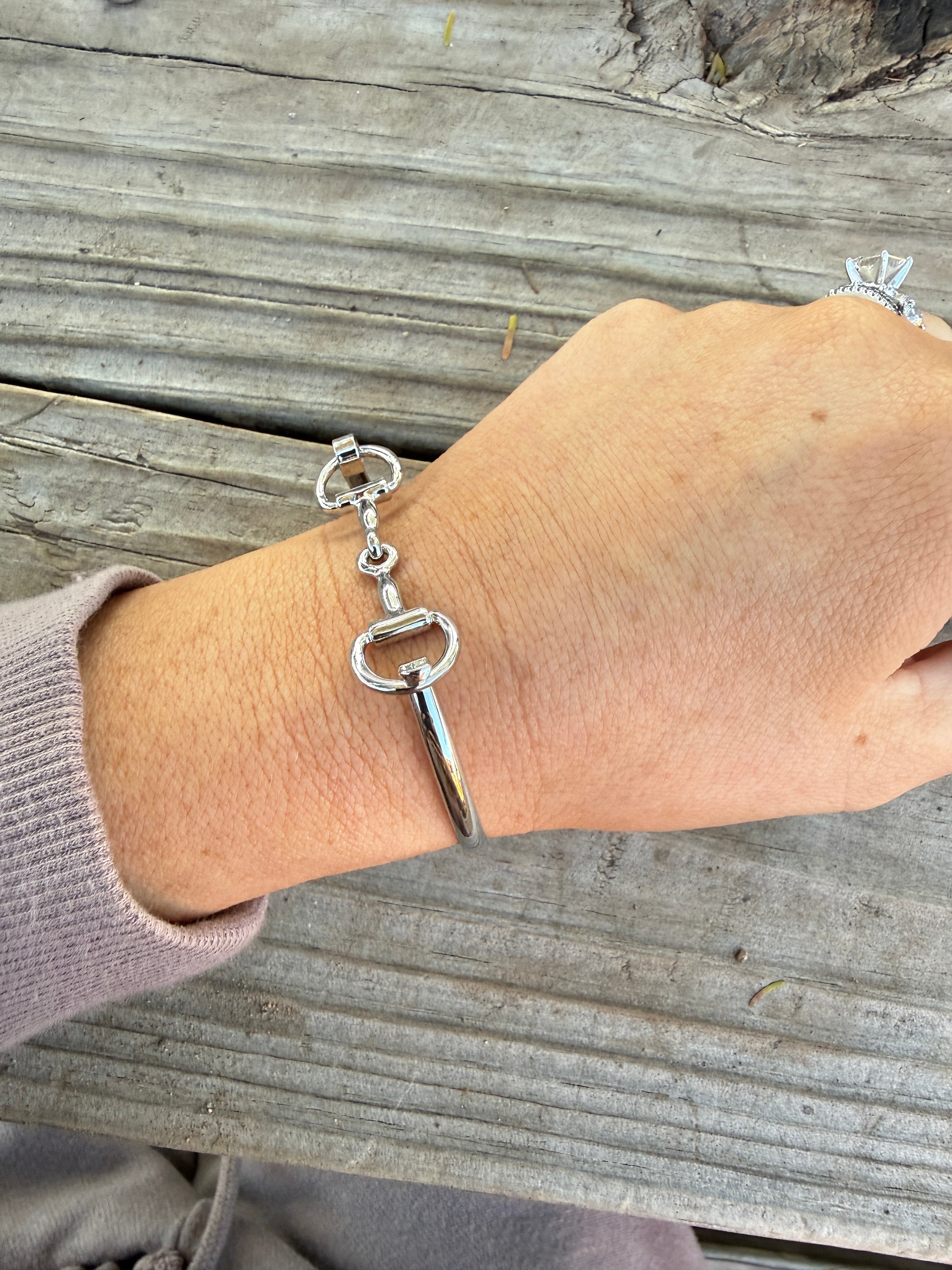 “The Golden Collection” Horse Bit Handmade Silver Plated Bangle Bracelet