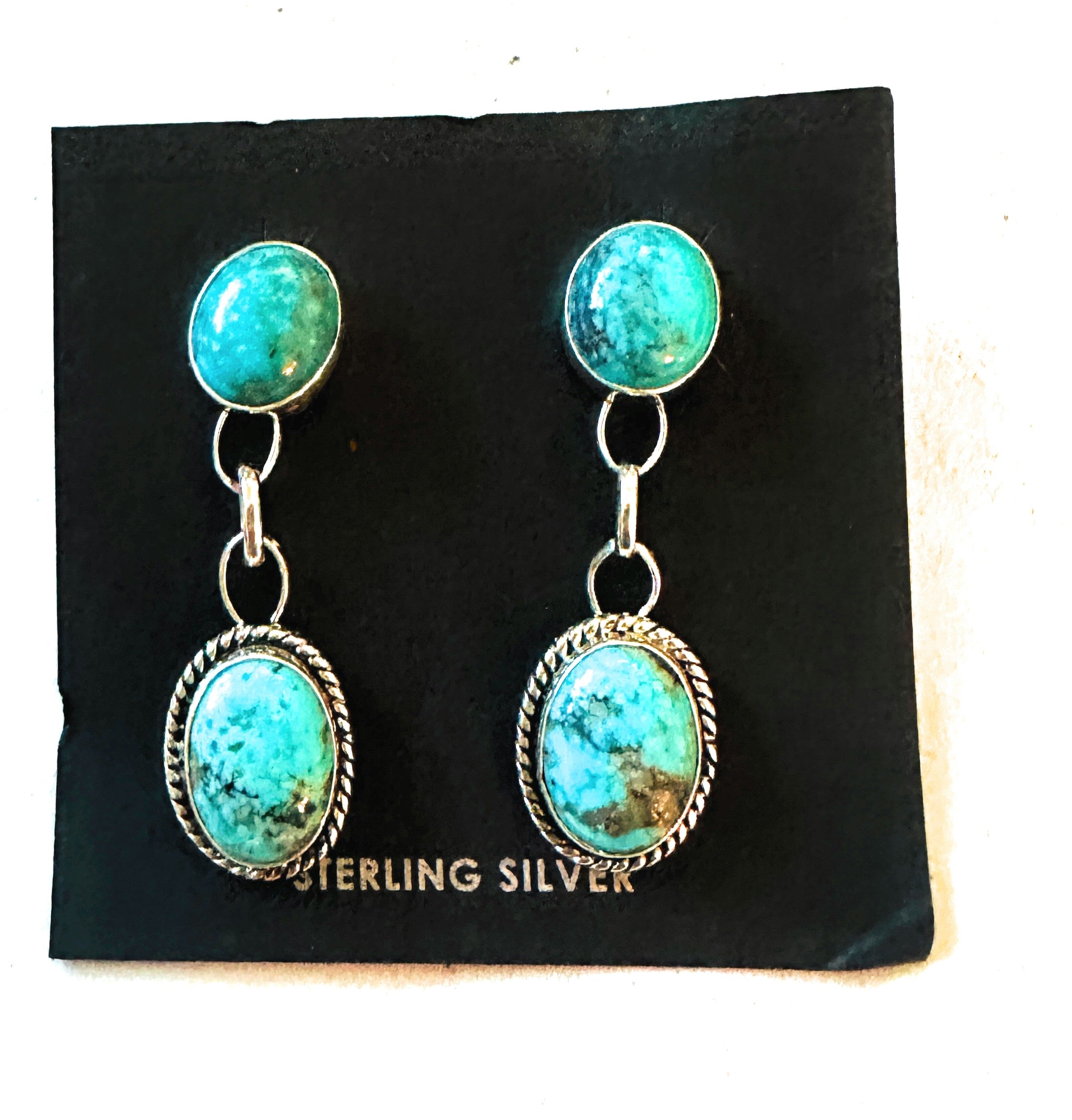 Navajo Turquoise & Sterling Silver Dangle Earrings