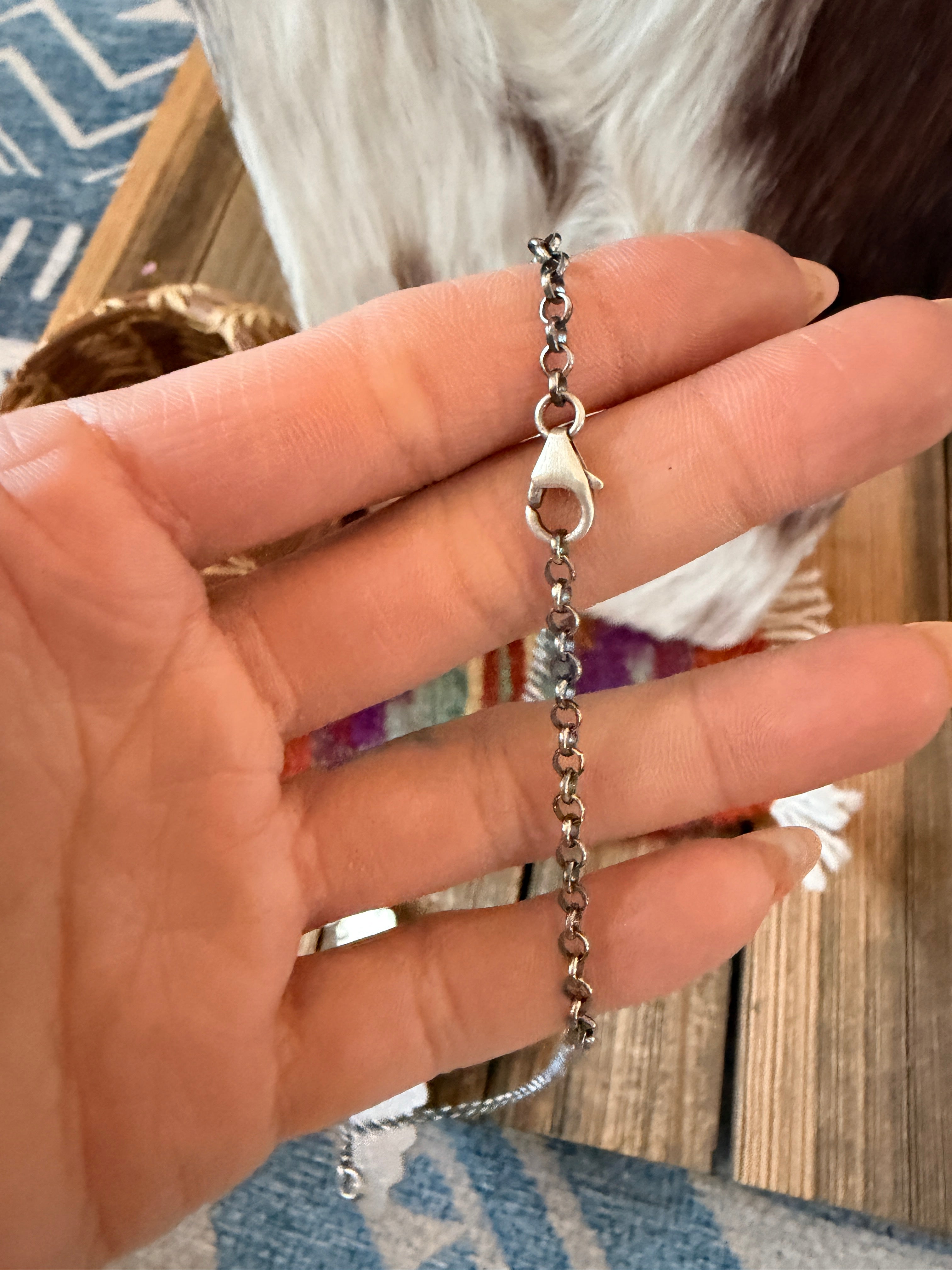 Handcrafted Turquoise & Sterling Silver Thunderbird Necklace by Russell Sam
