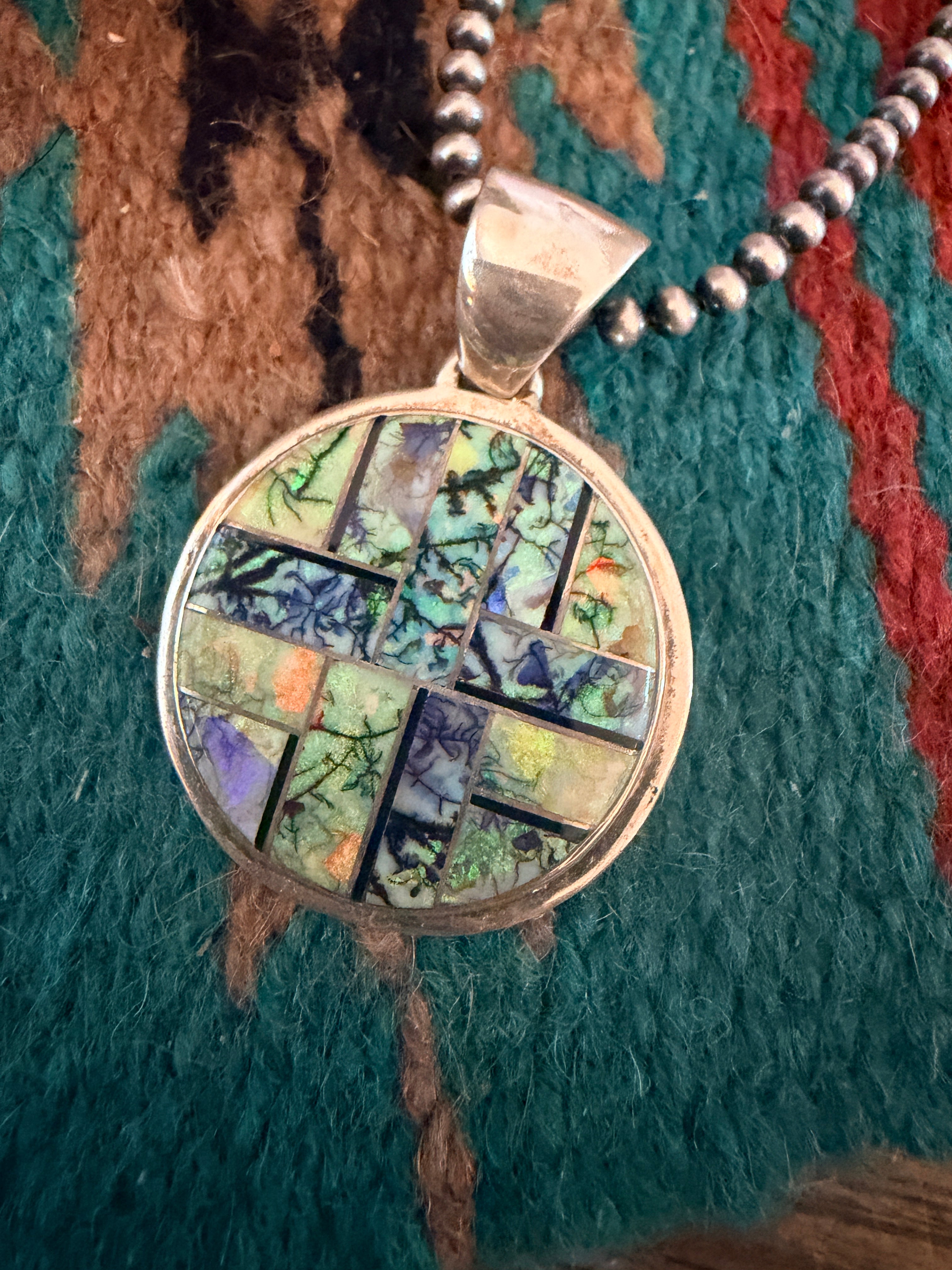 Handcrafted Sterling Silver and Opal Inlay Pendant