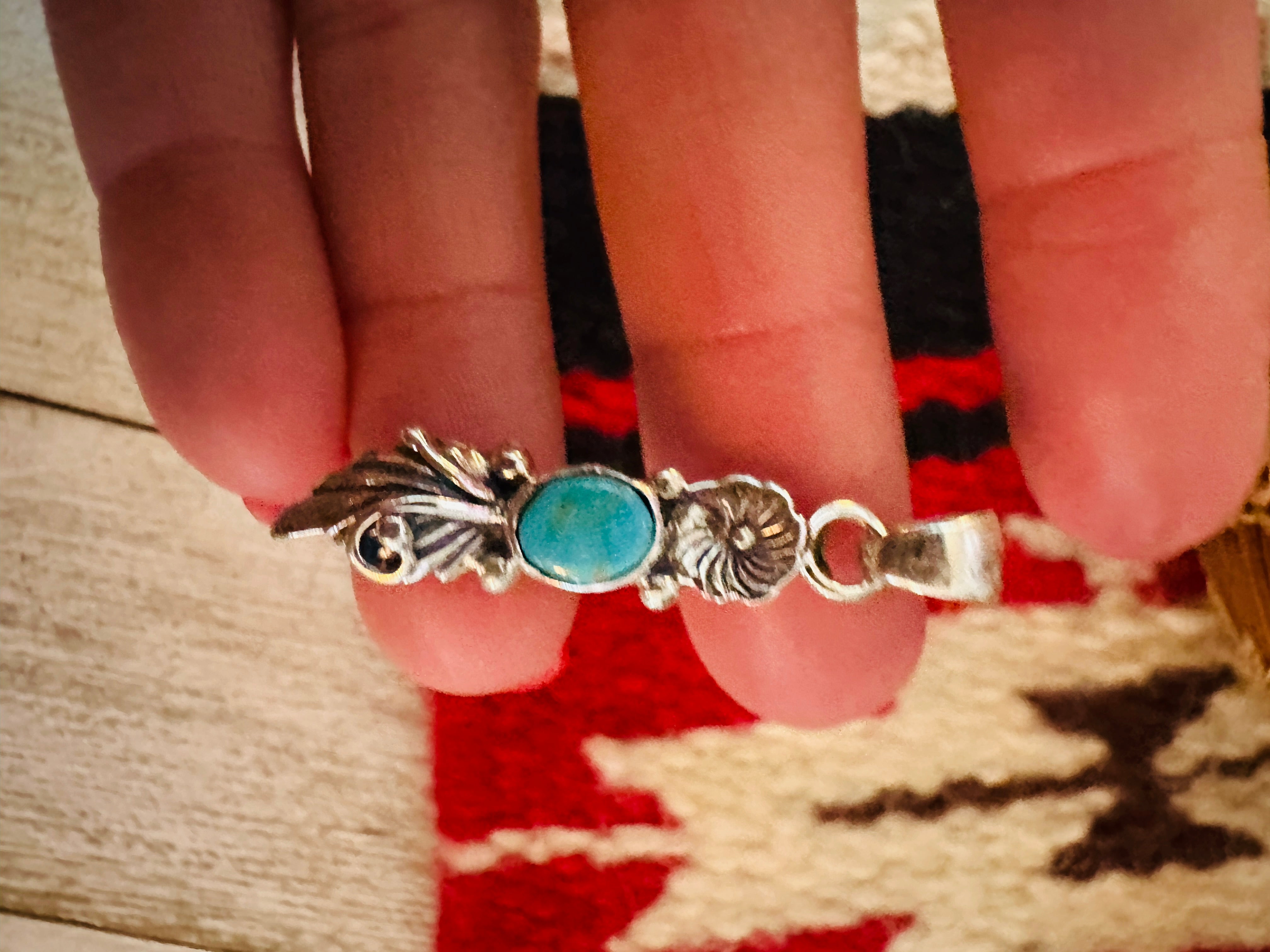 Navajo Turquoise & Sterling Silver Flower Pendant