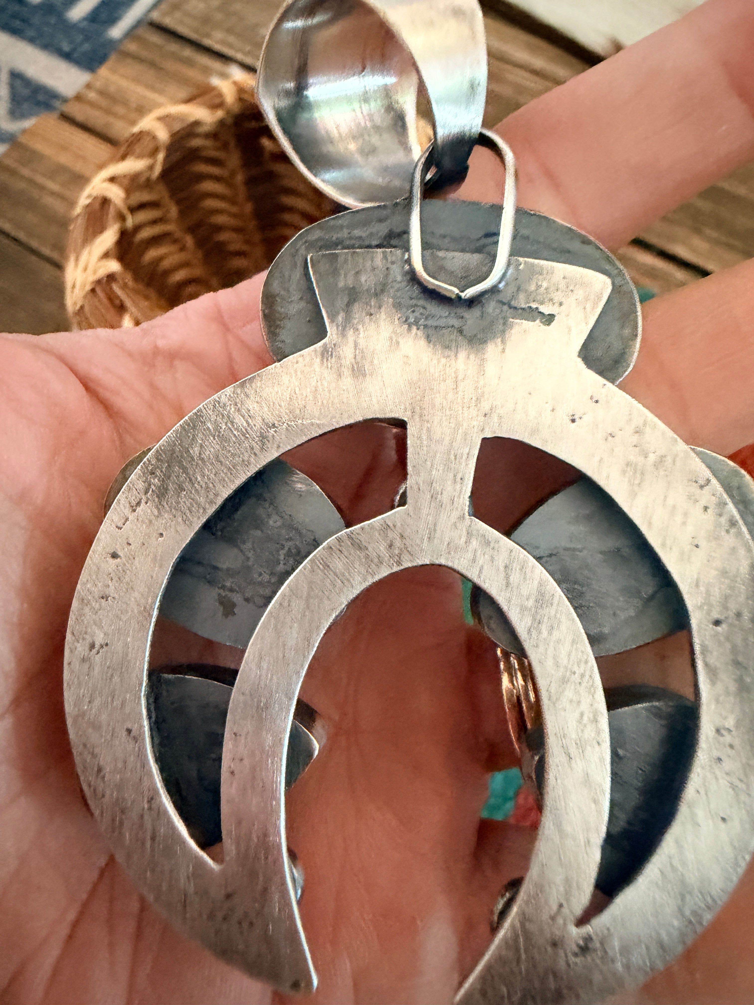 Handcrafted Sterling Silver & Palomino Turquoise Naja Pendant by Chimney Butte