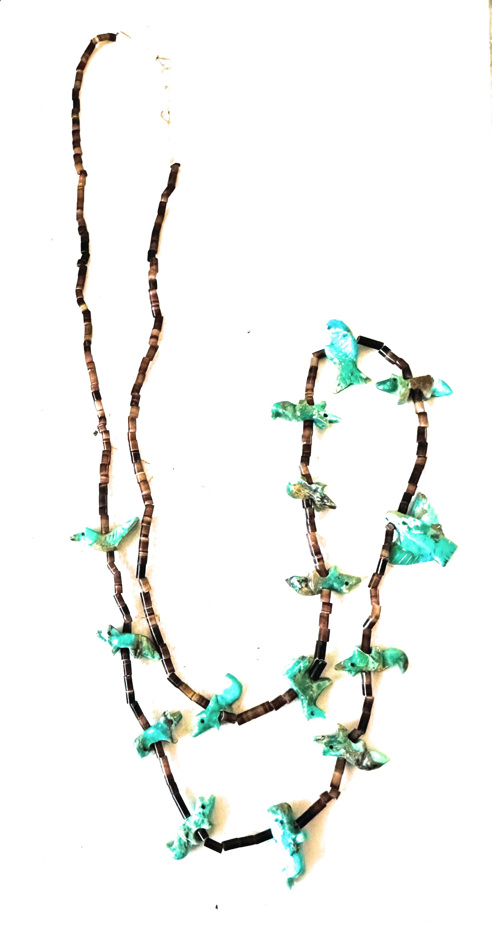 Navajo Turquoise & Heishi Beaded Fetish Necklace by Hector Goodluck