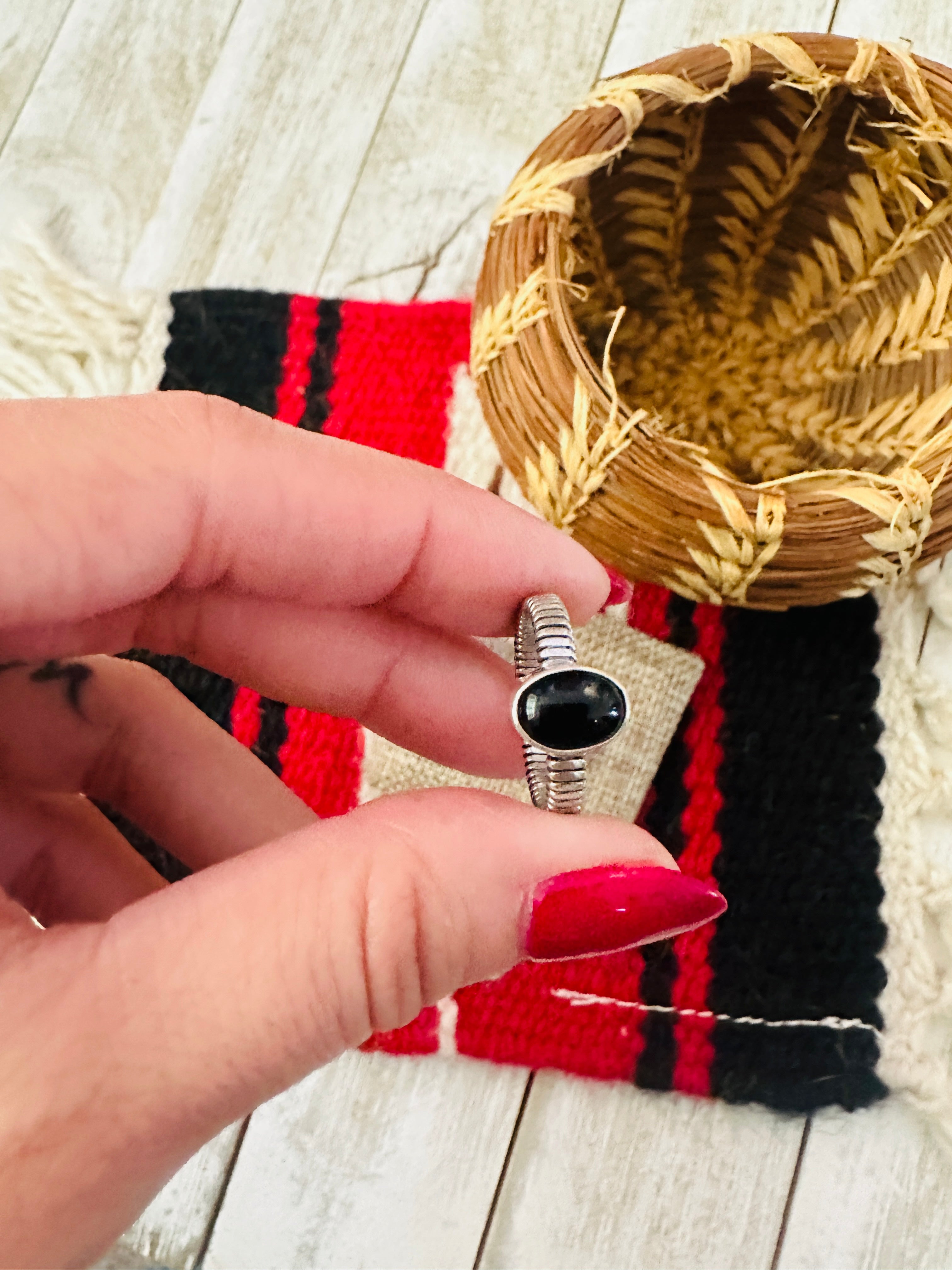 Handcrafted Black Onyx & Sterling Silver Ring