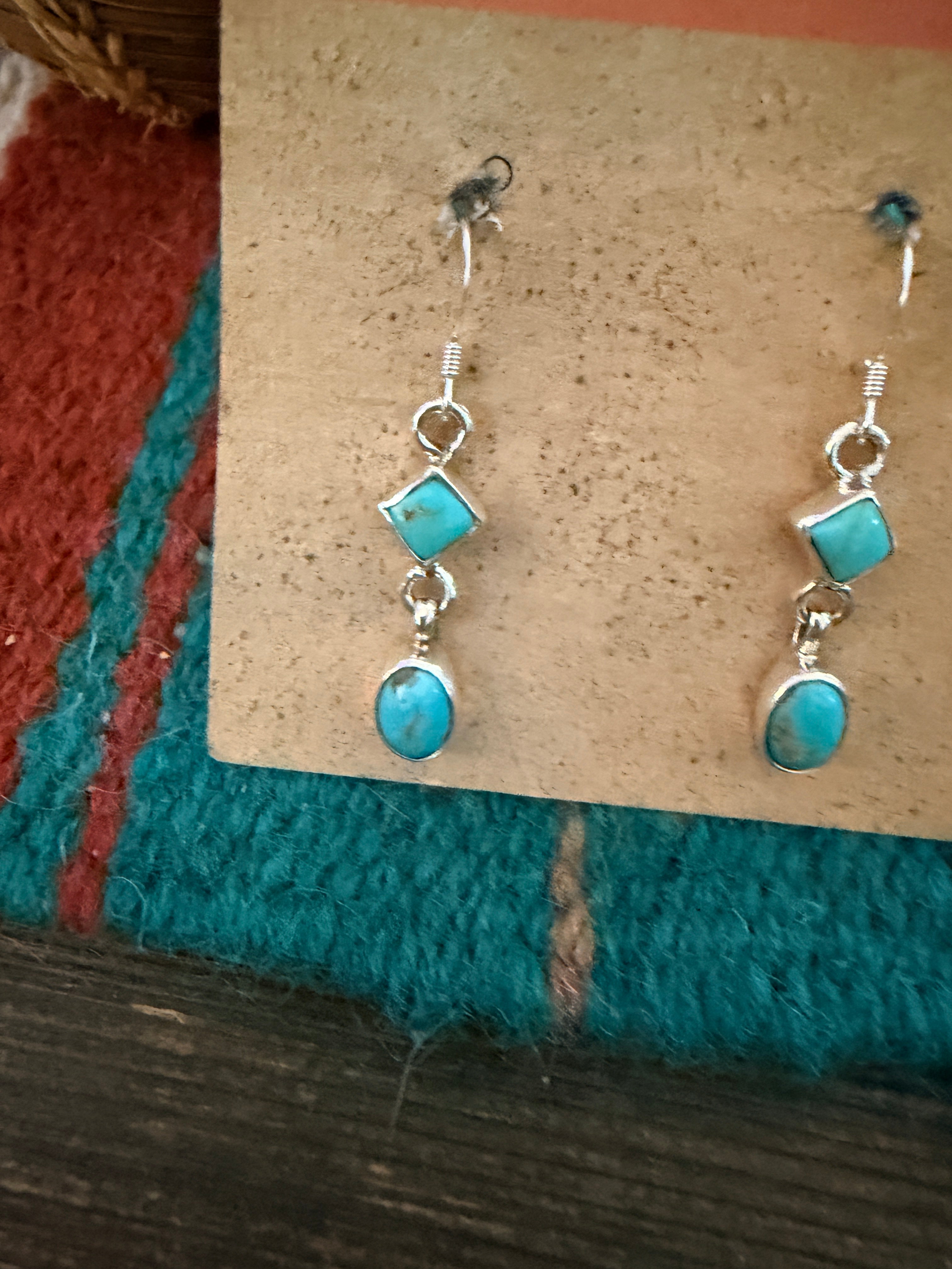 Handcrafted Turquoise & Sterling Silver Dangle Earrings