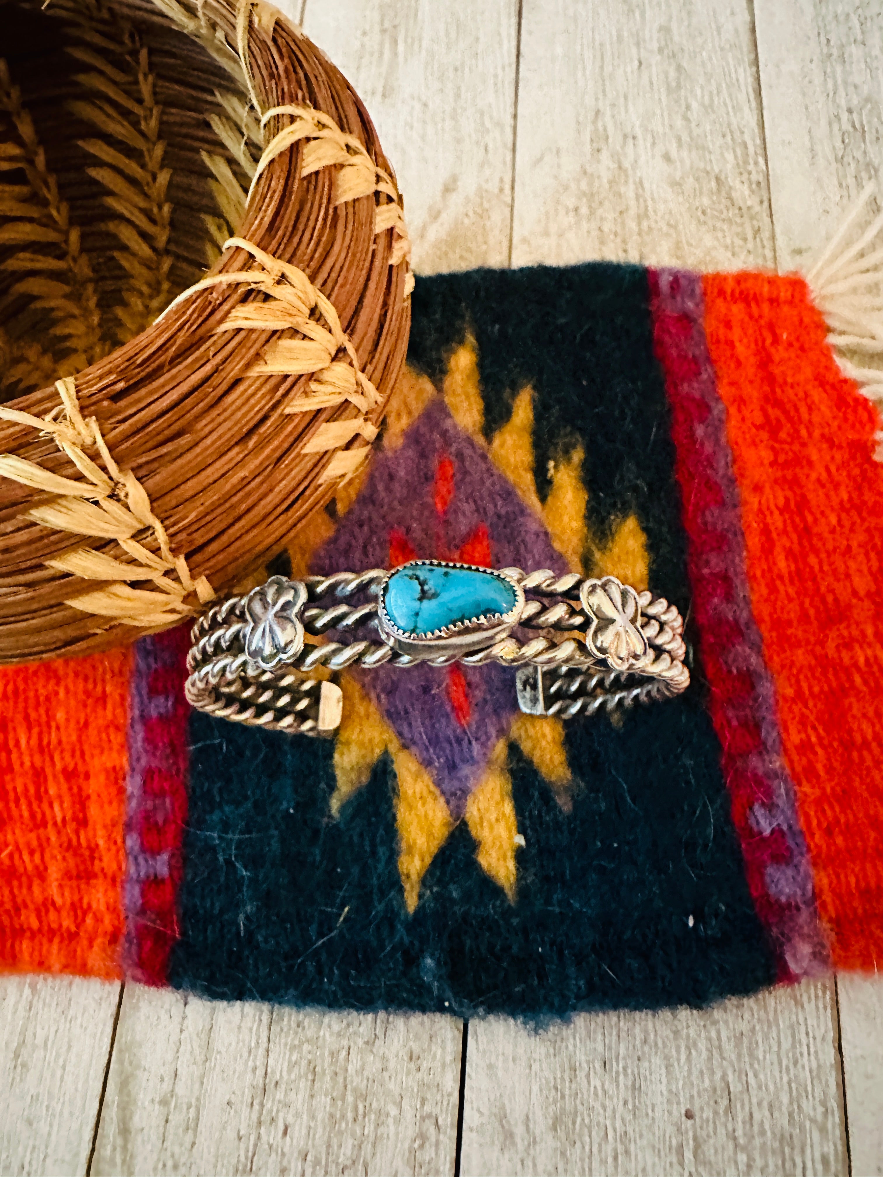 Navajo Sterling Silver & Turquoise Cuff Bracelet