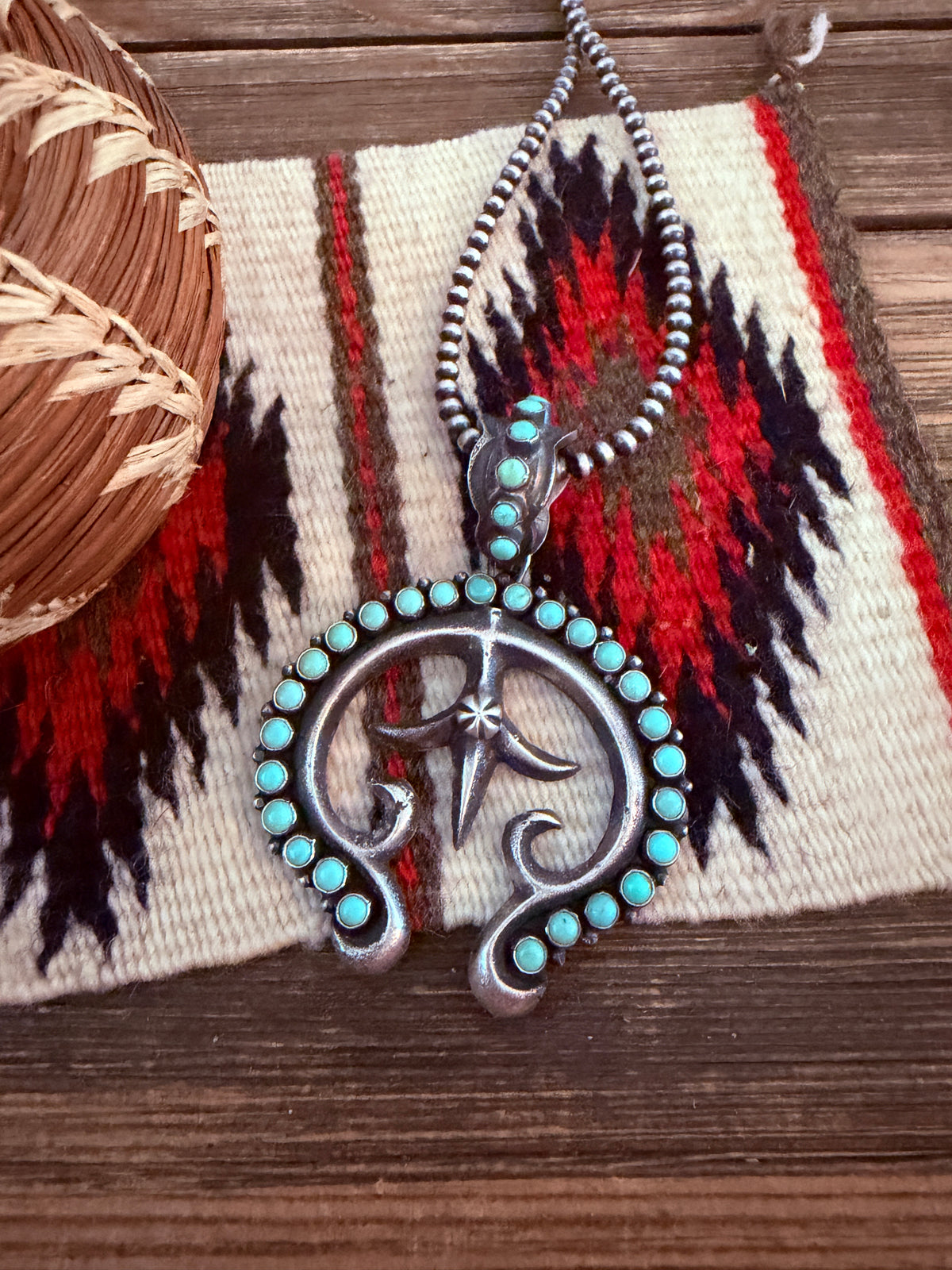 Handcrafted Sterling Silver & Turquoise Naja Pendant by Shawn Cayatineto