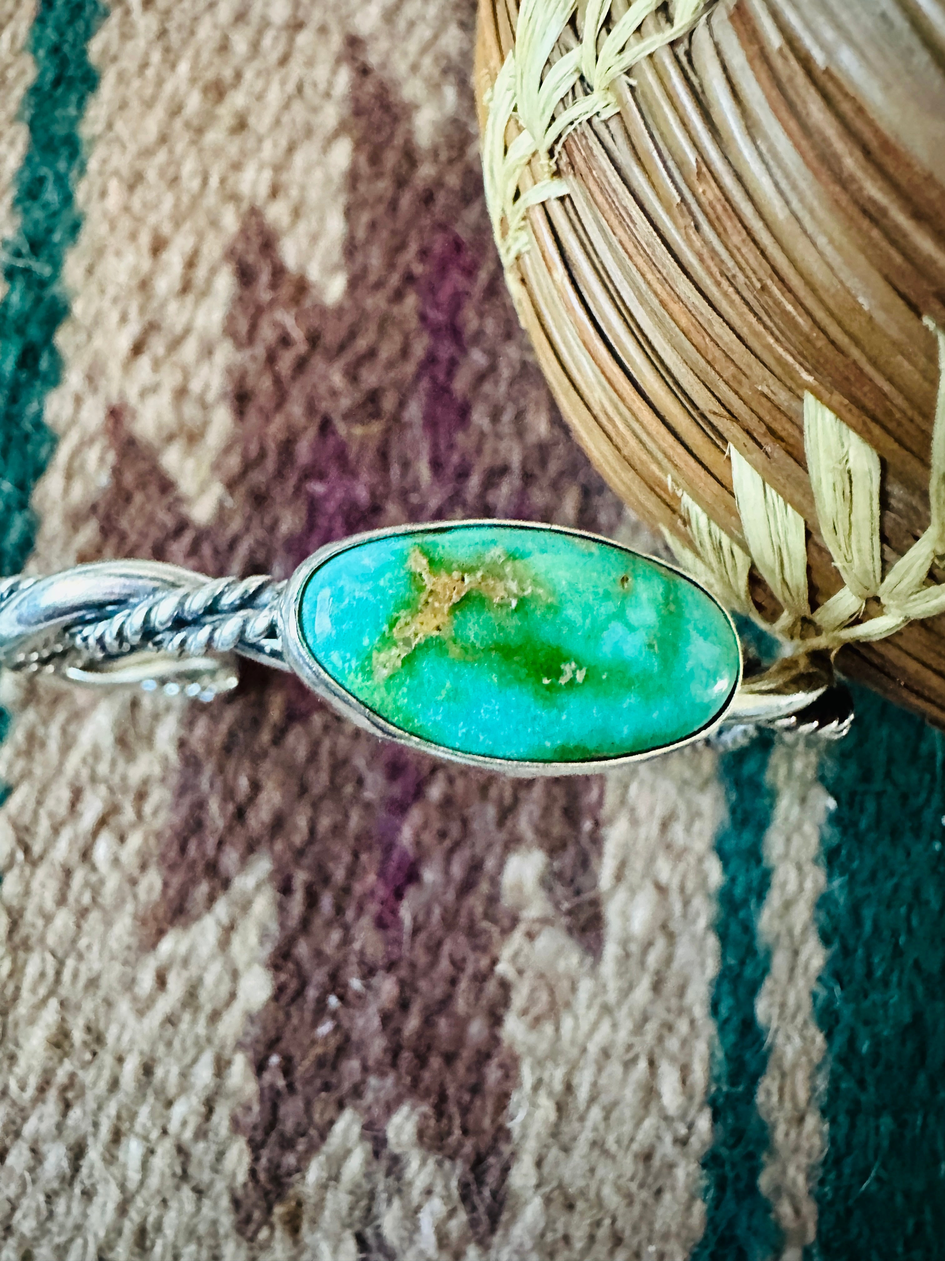 Navajo Sonoran Mountain Turquoise & Sterling Silver Cuff Bracelet