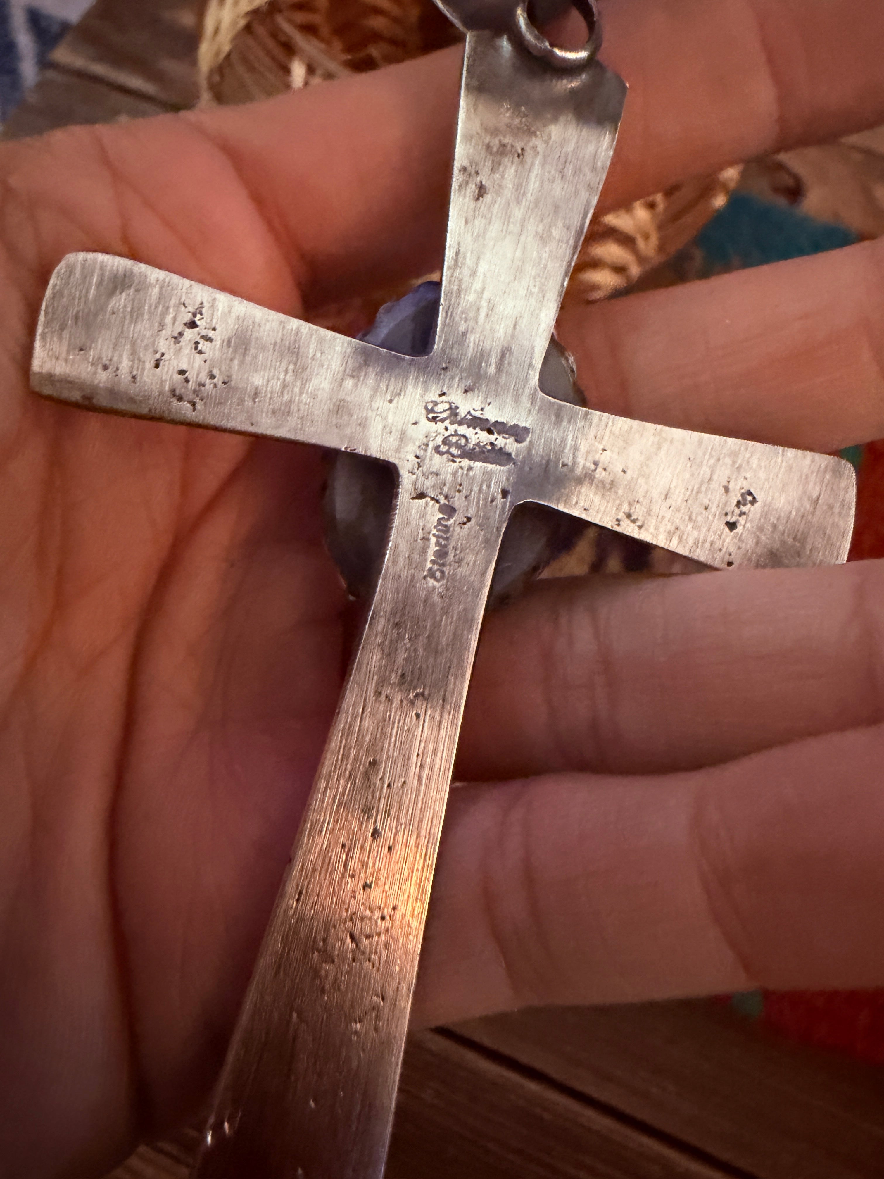 Handcrafted Golden Hills Turquoise & Sterling Silver Cross Pendant by Chimney Butte