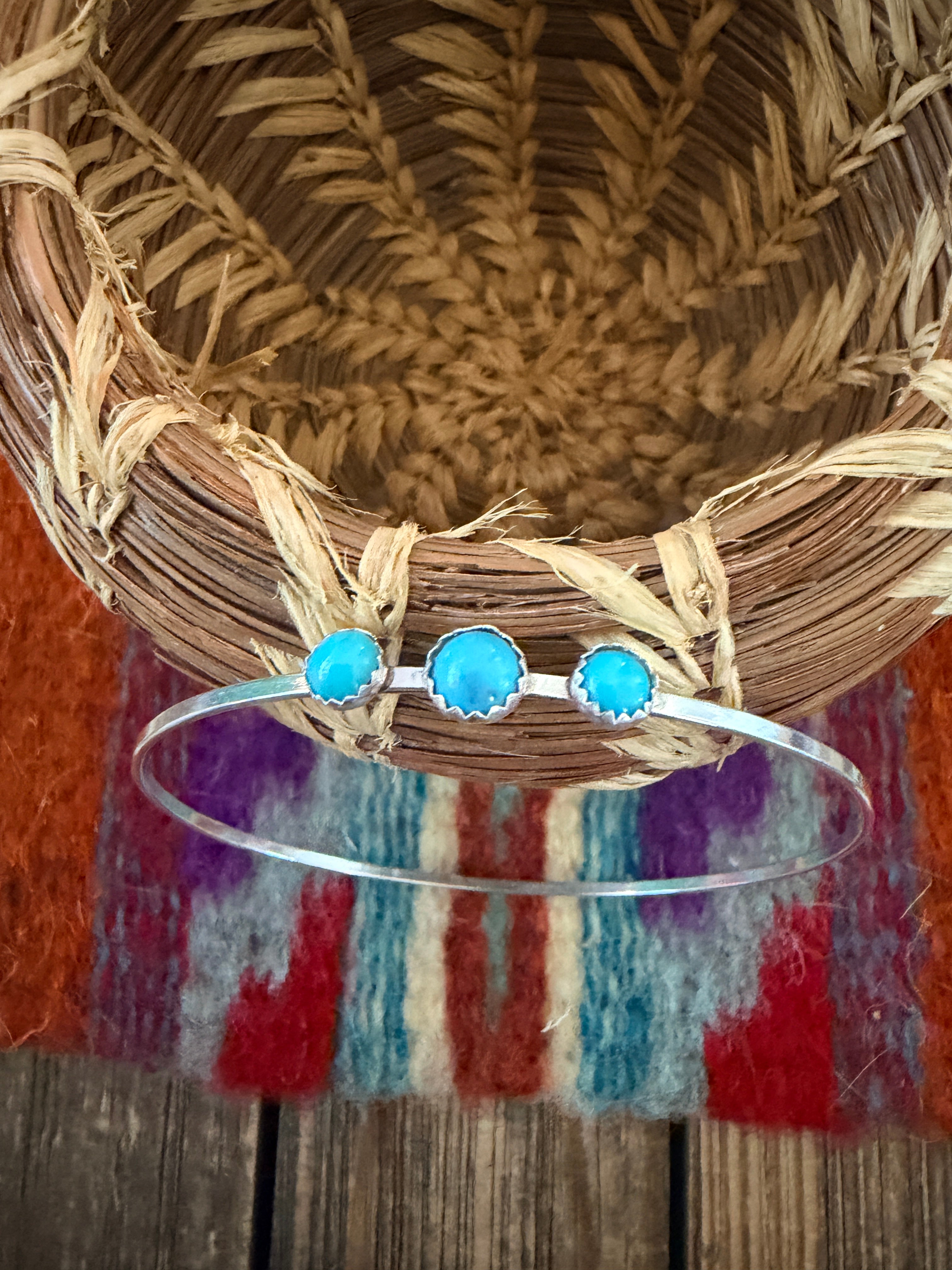 Handmade Turquoise & Sterling Silver Bangle Bracelet