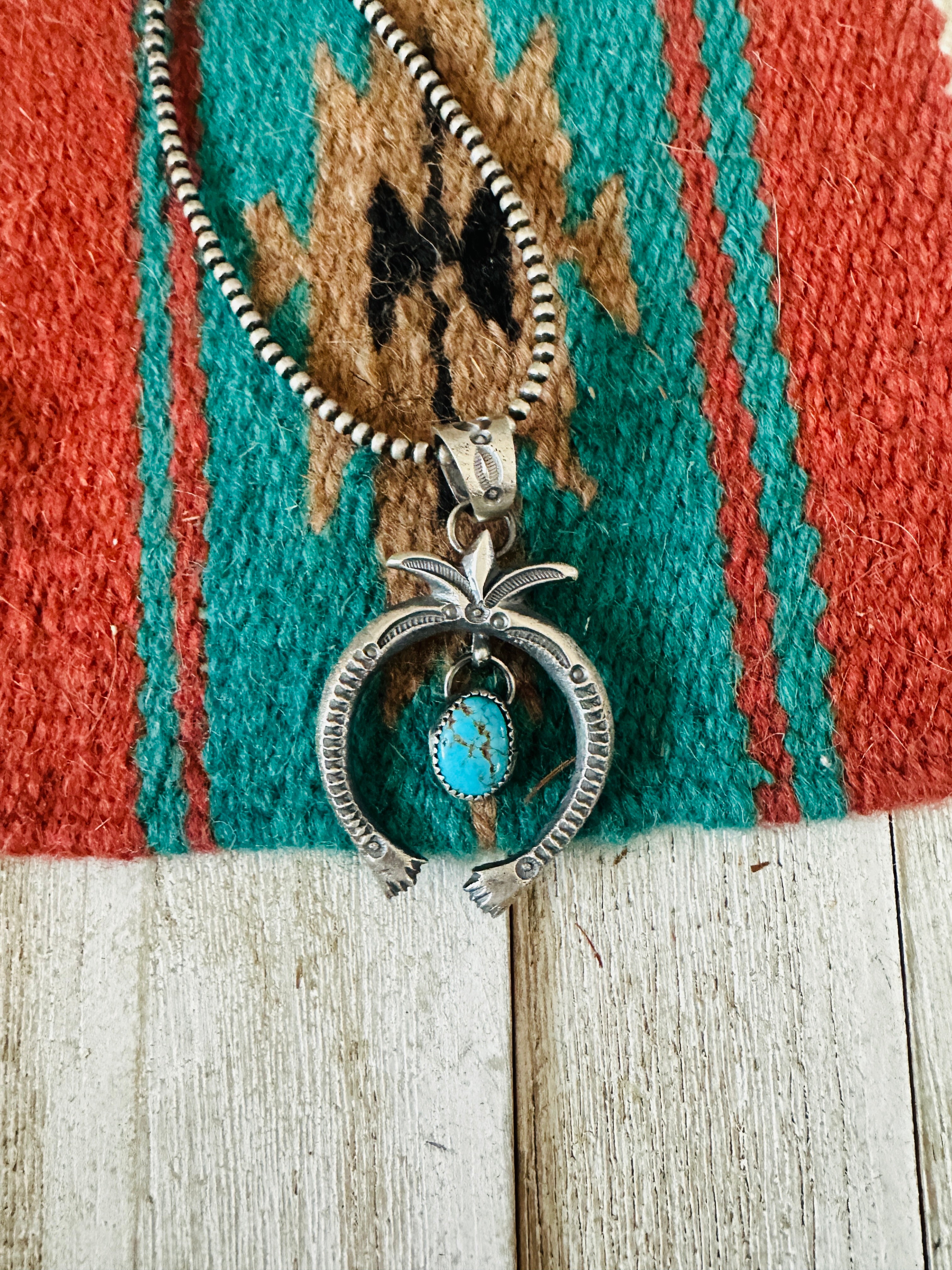 Handcrafted Sterling Silver & Turquoise Naja Pendant by Eva & Linberg Billah